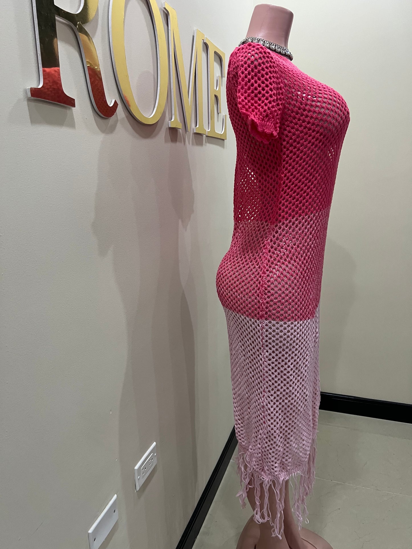 Mimi Crochet Dress (Pink)