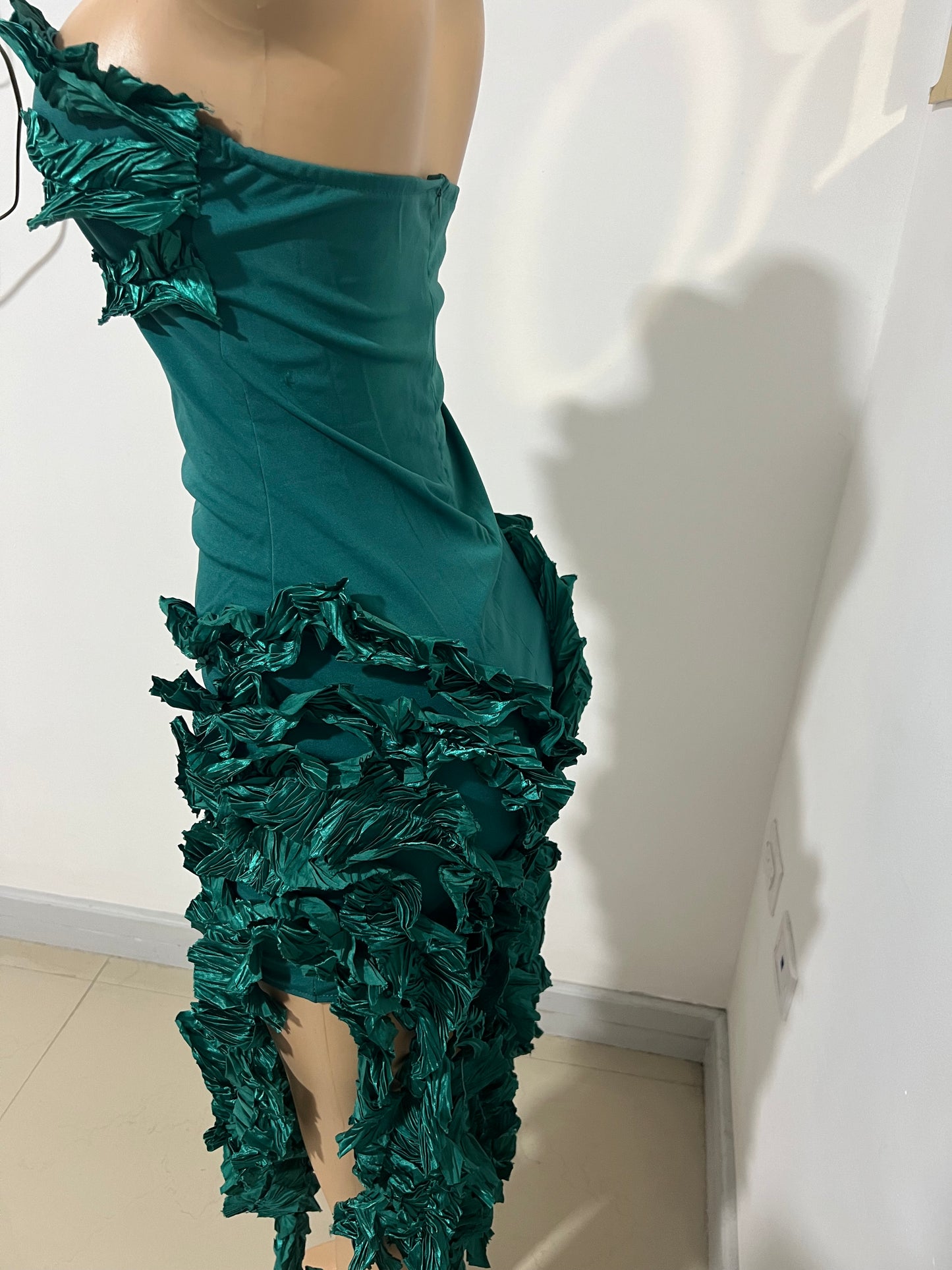 Kate Rouched Mini Dress (Green)