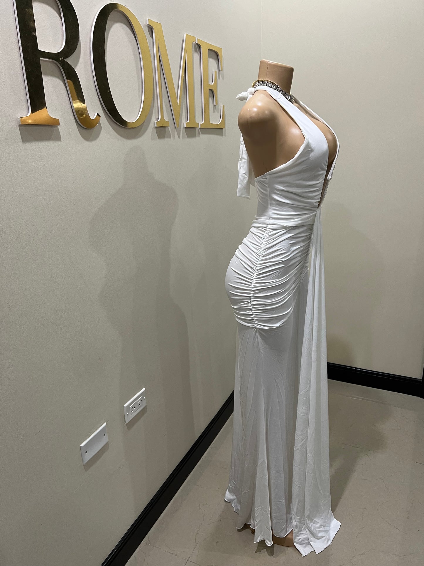 Chinelle Nara Halter Dress (White)