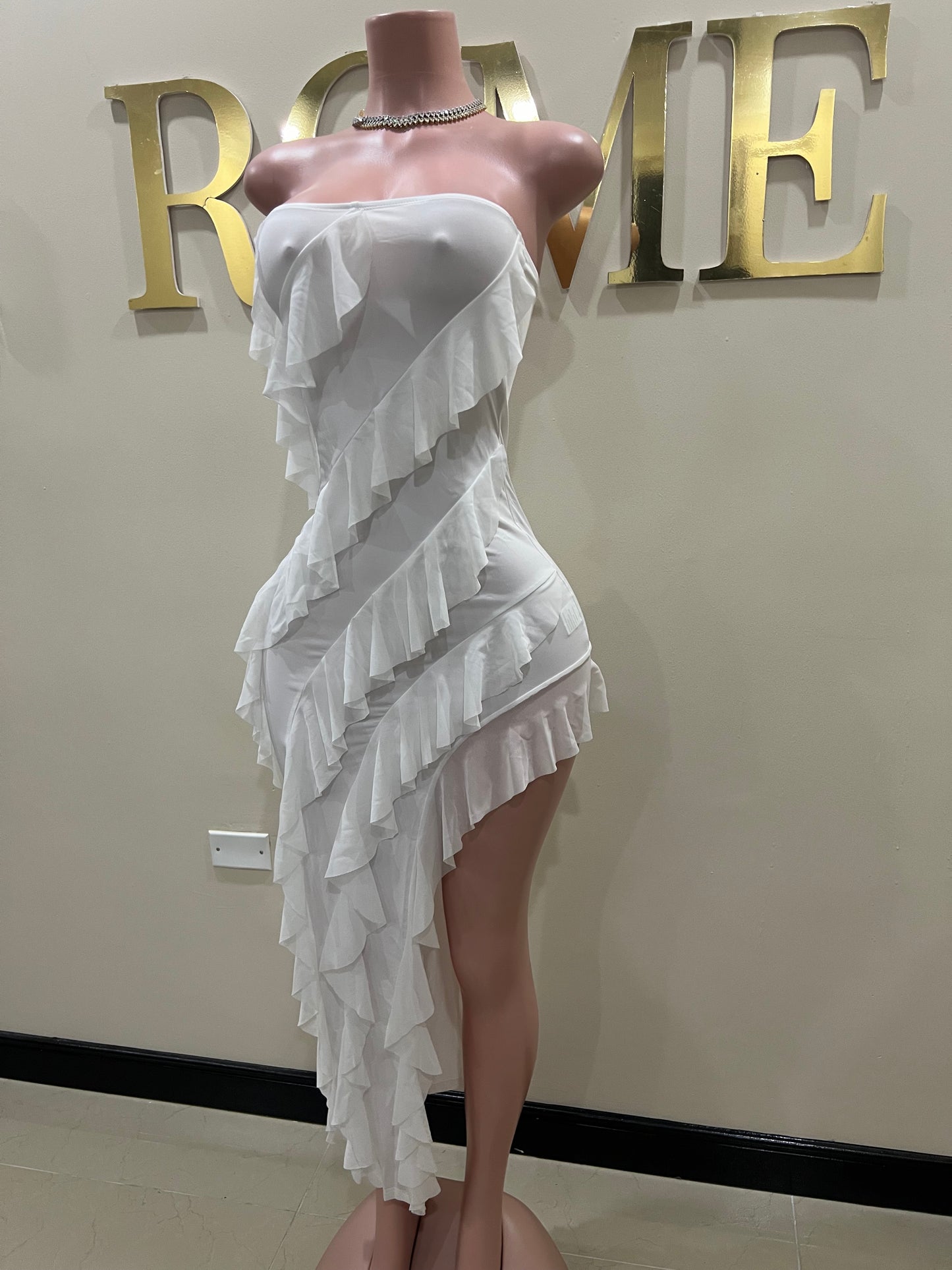 Chelsea Ruffle Dress (White)