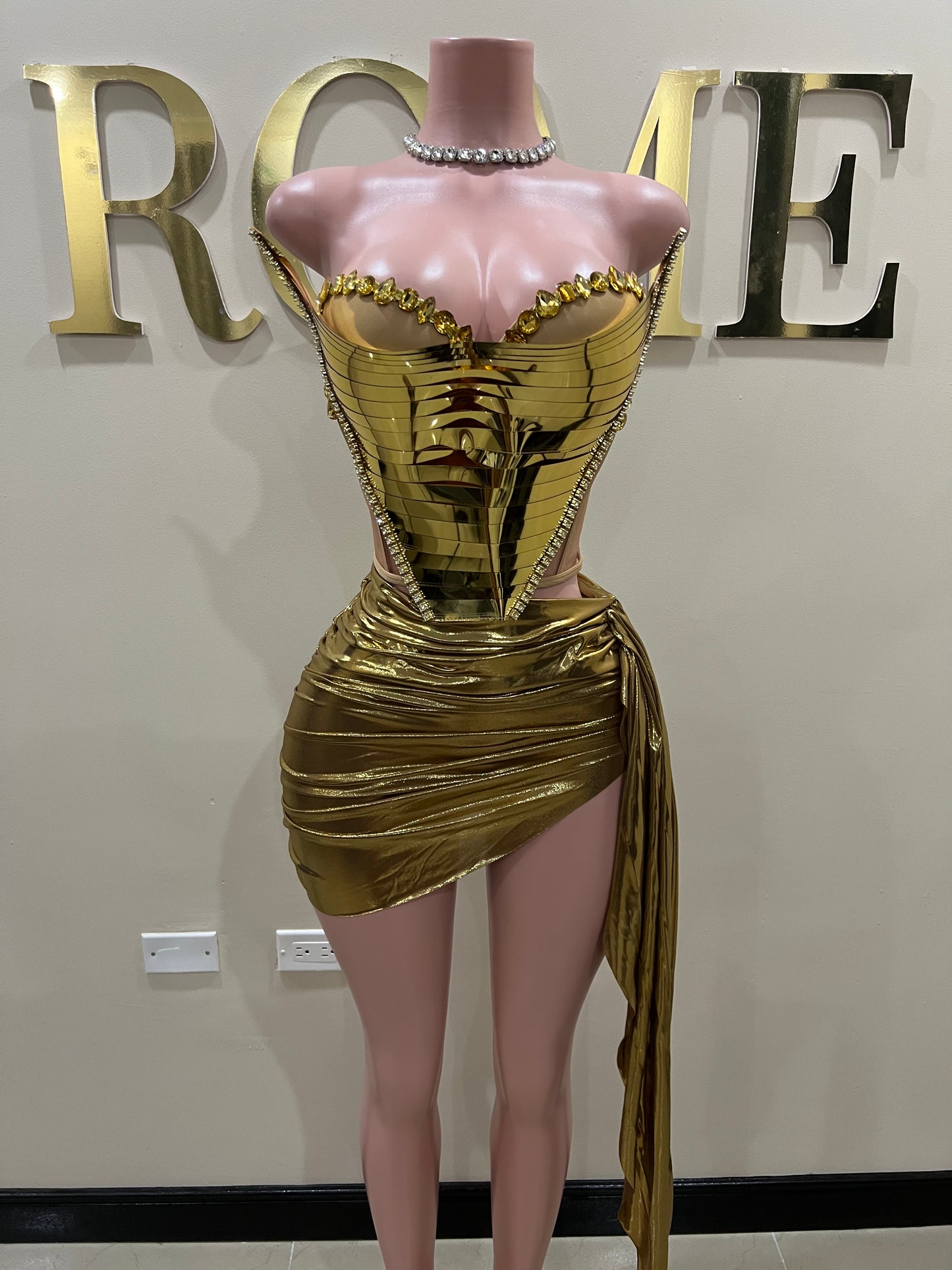 Sky Gemstone Skirt Set (Gold)