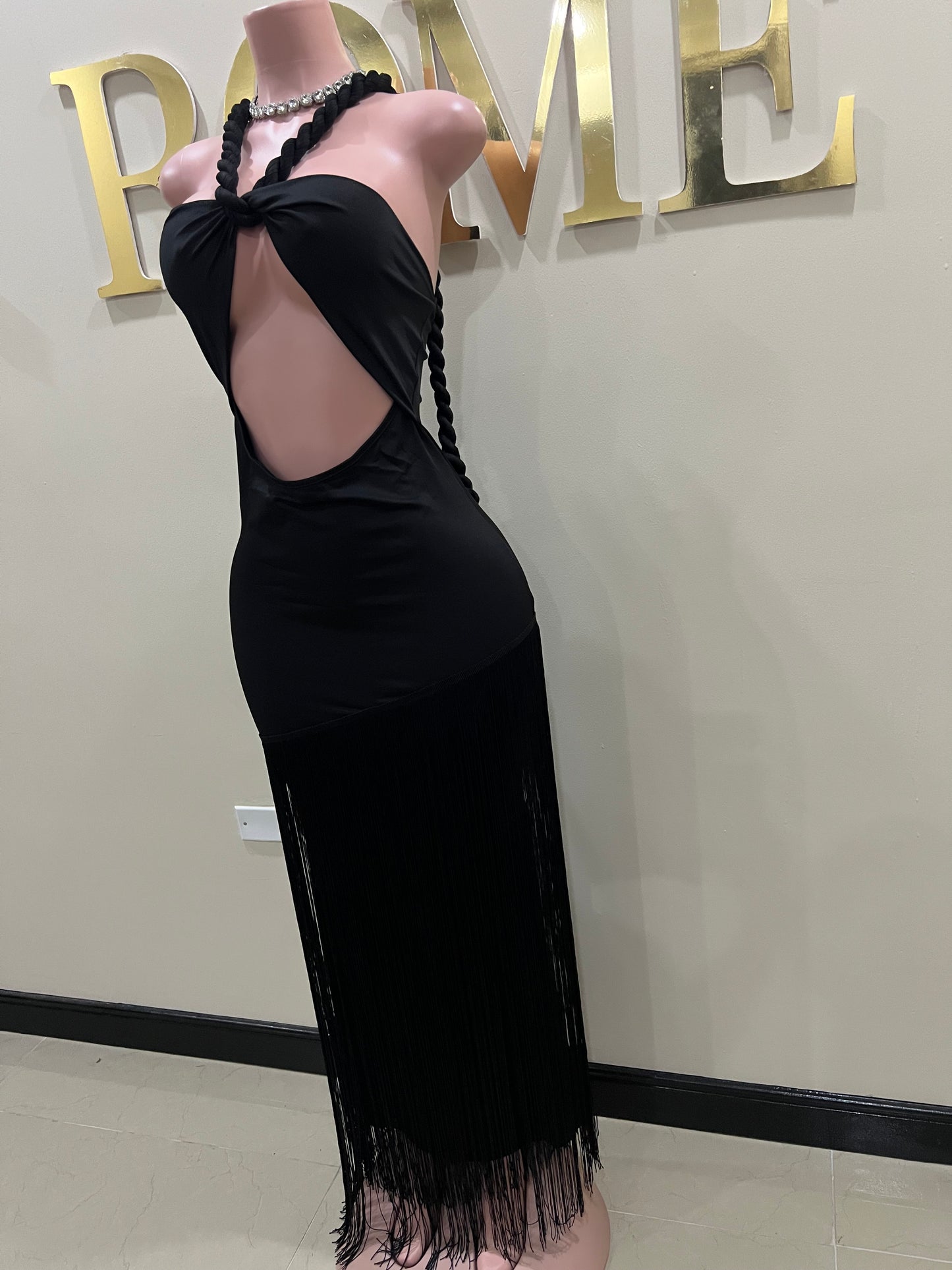 Diva Fringe Dress (Black)