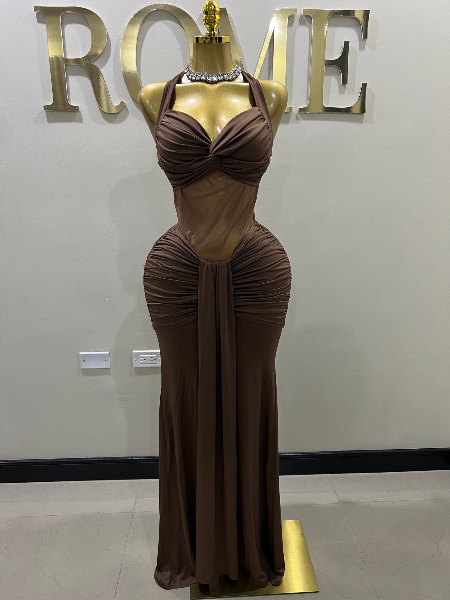 Sweetheart Nara Dress (Brown)