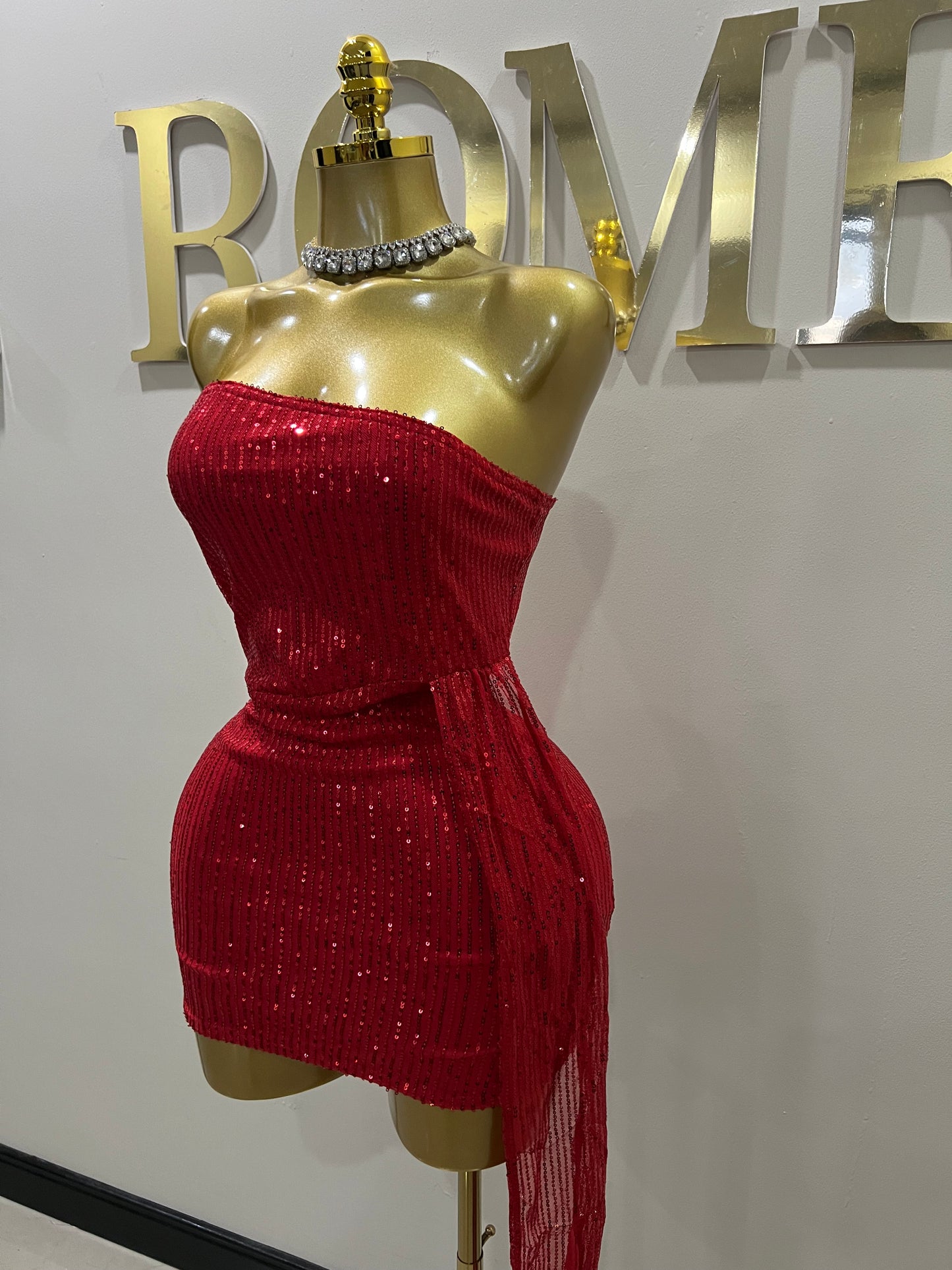 Tara Sequin Dress (Red)