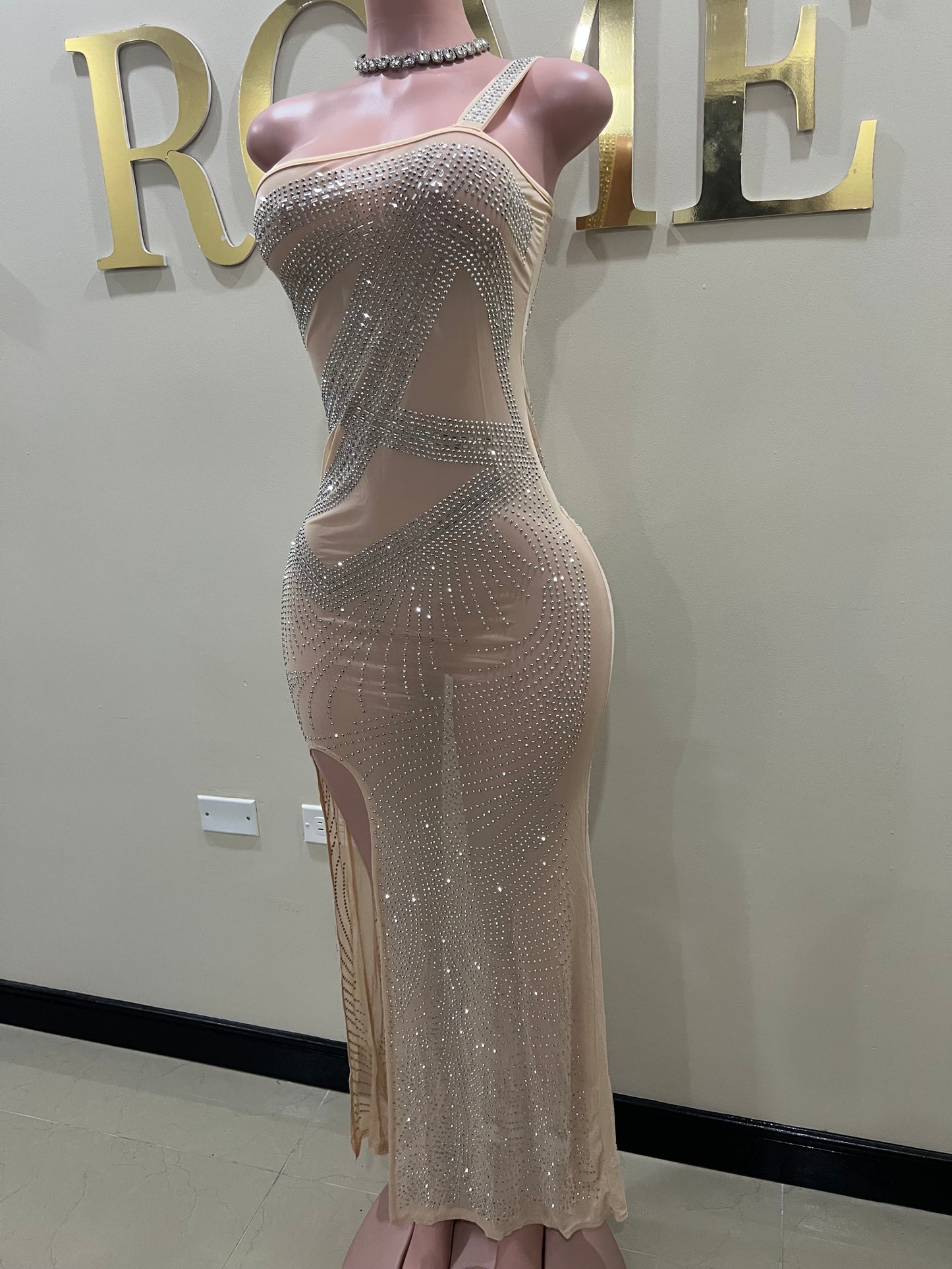 Hana Mesh Dress (Nude)