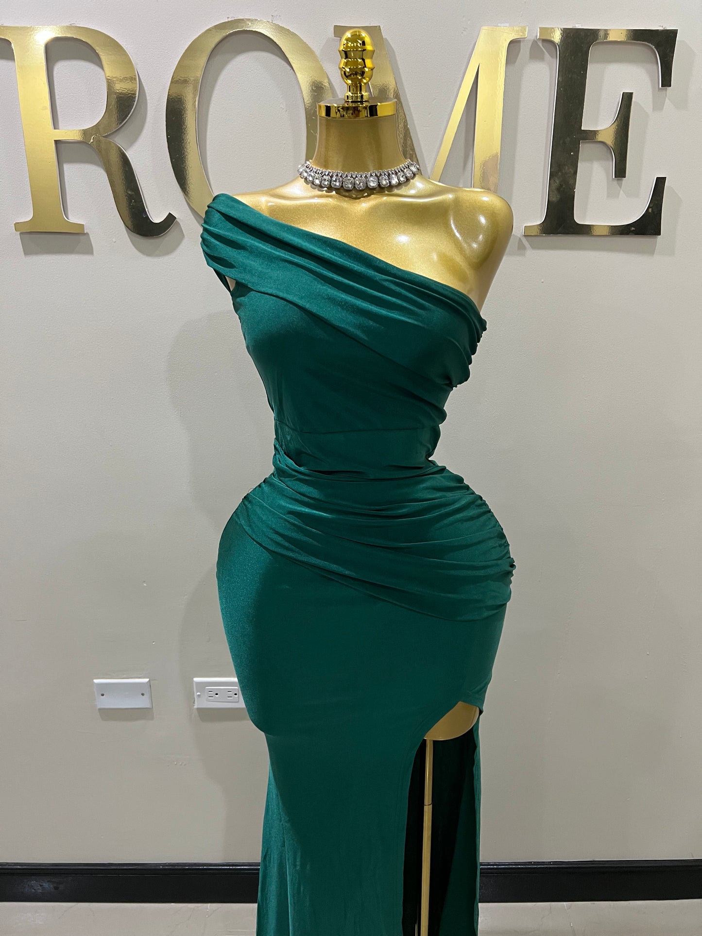 Kerry One Shoulder Dress (Green)