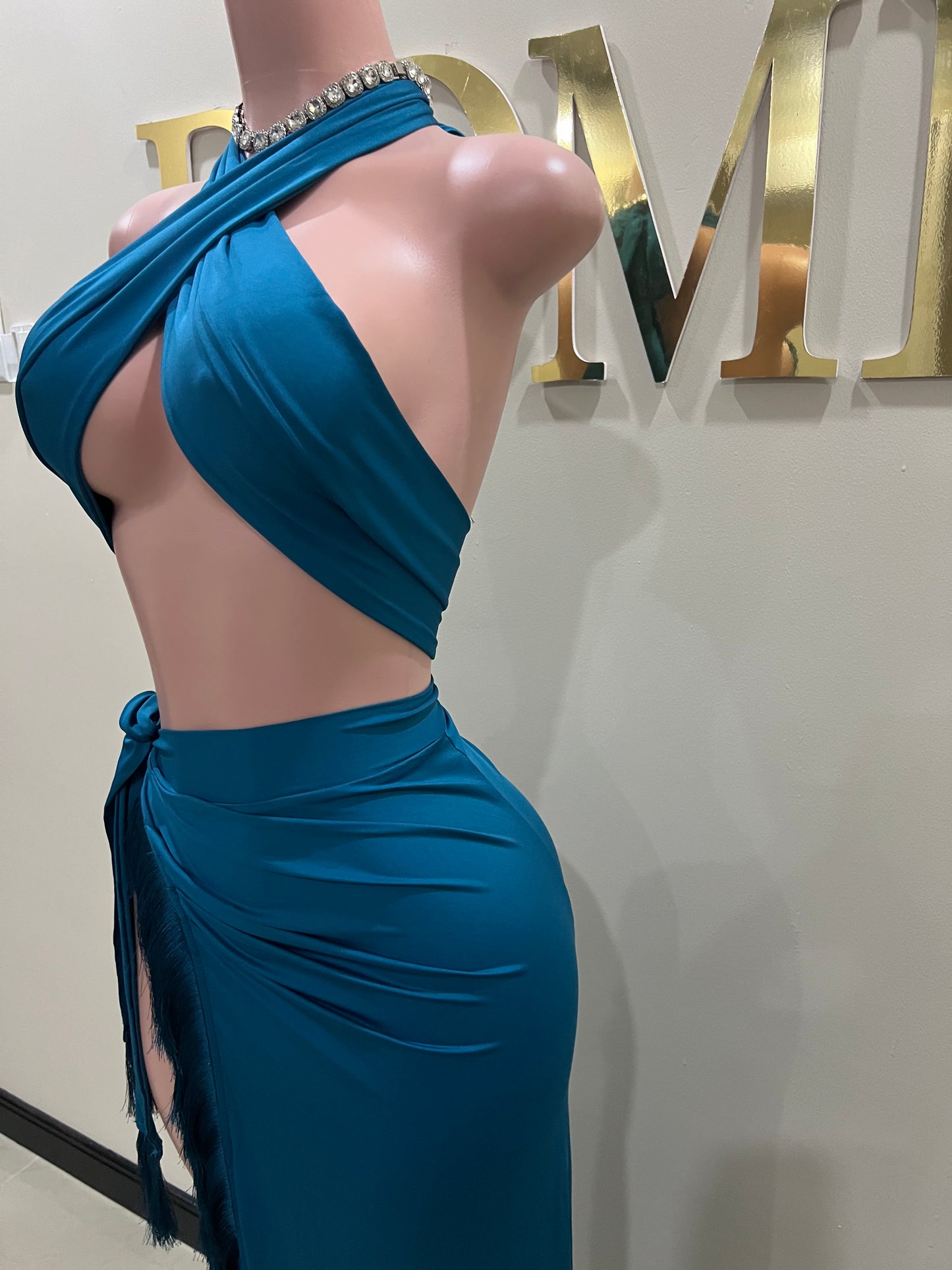 Bonnie Wrap 2 pcs Skirt Set (Teal)