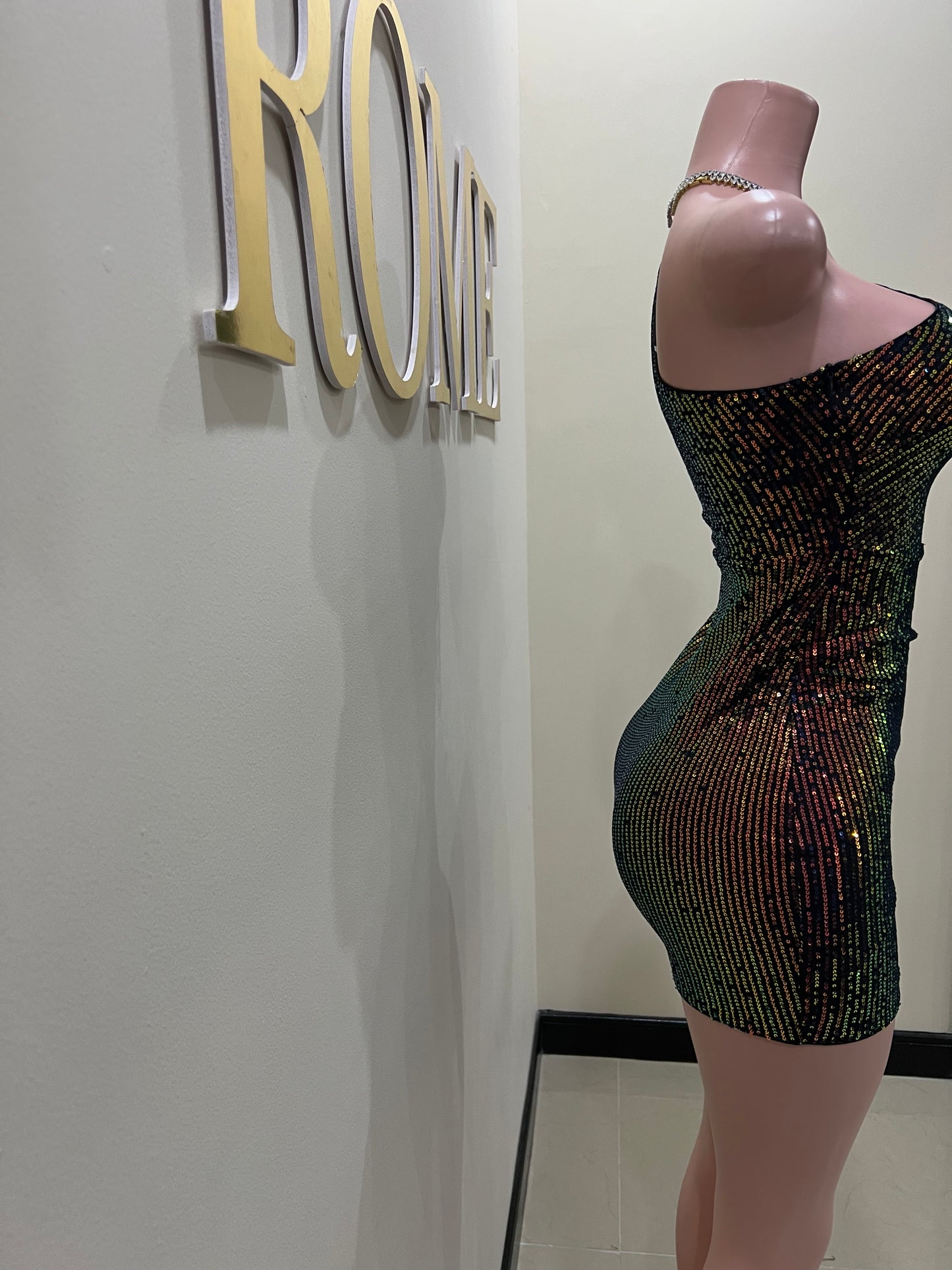 Sarah Beads Dress (Black- multi colored)