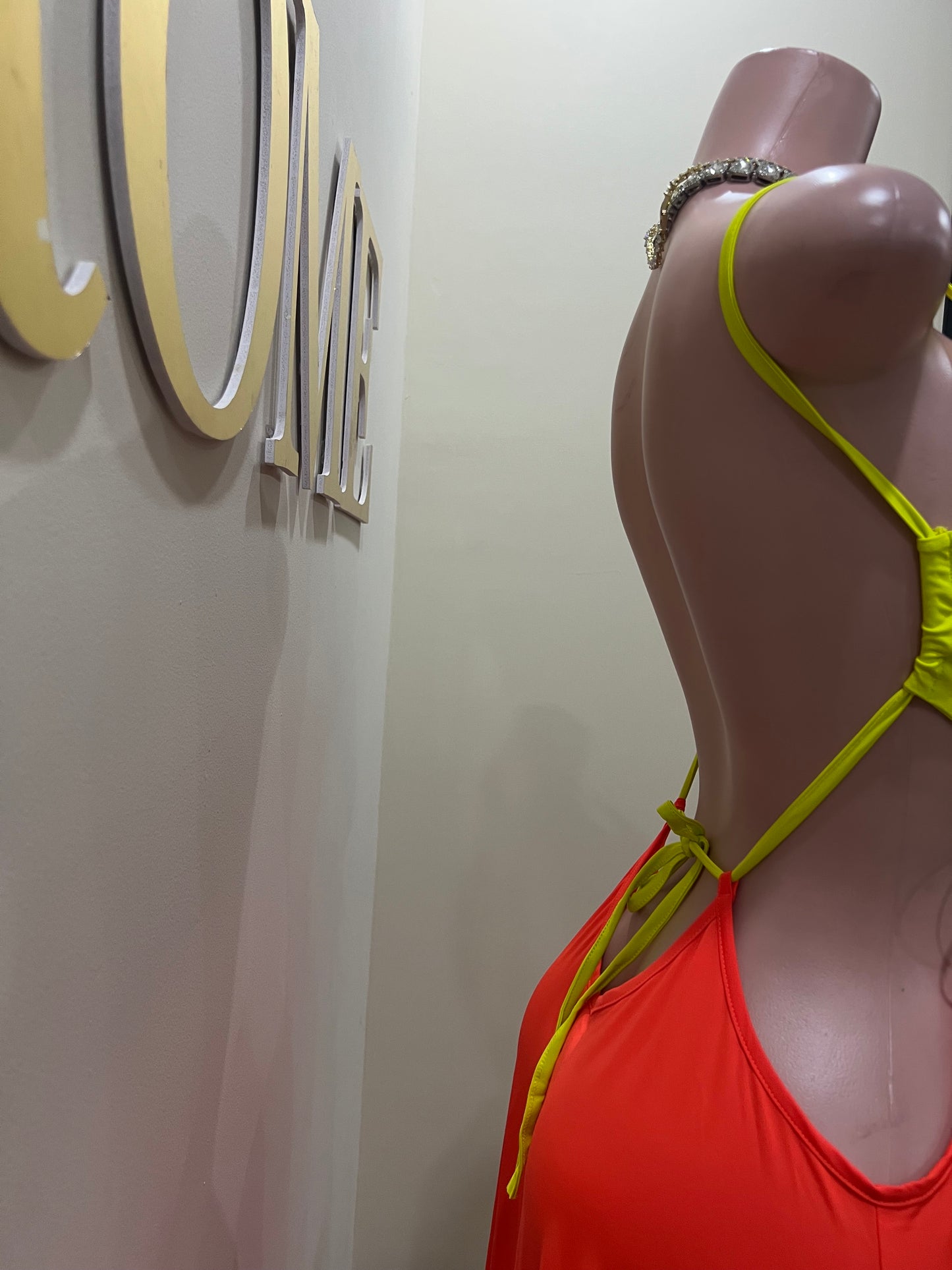 Risa Rings High Splits Dress (Orange)