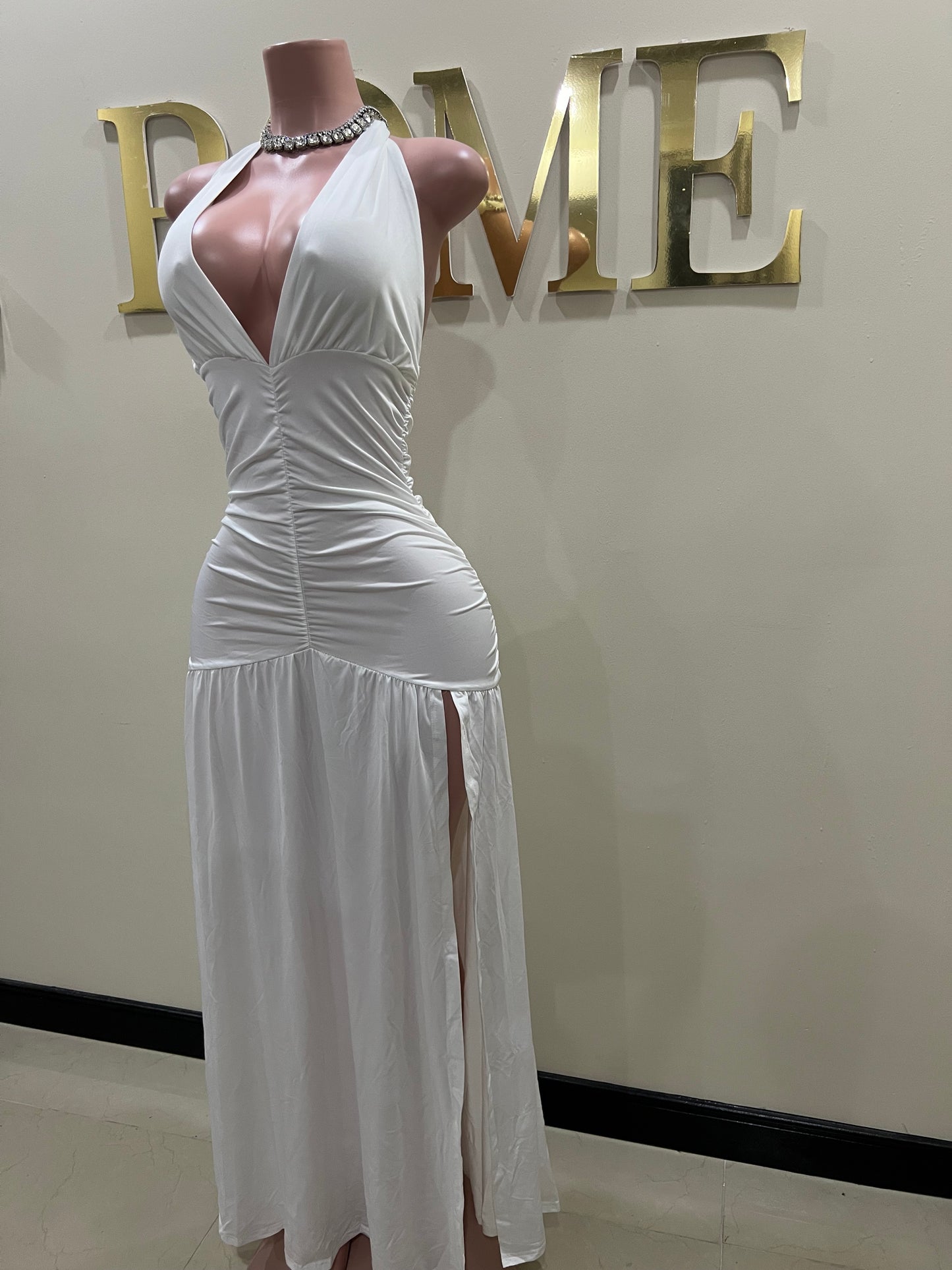 Nichelle Nara Halter Dress (White)