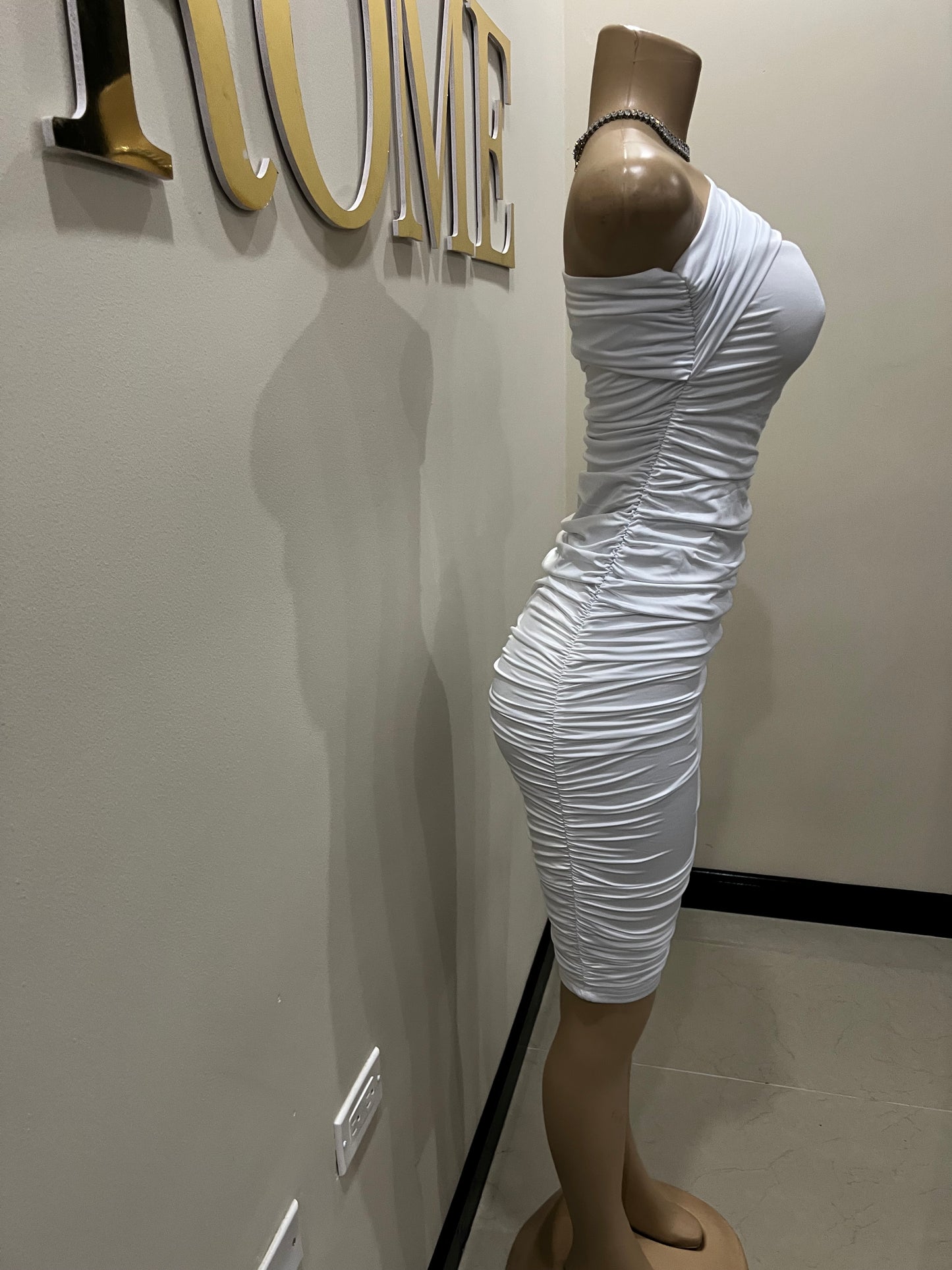 Porsha Off Shoulder Dress (White)