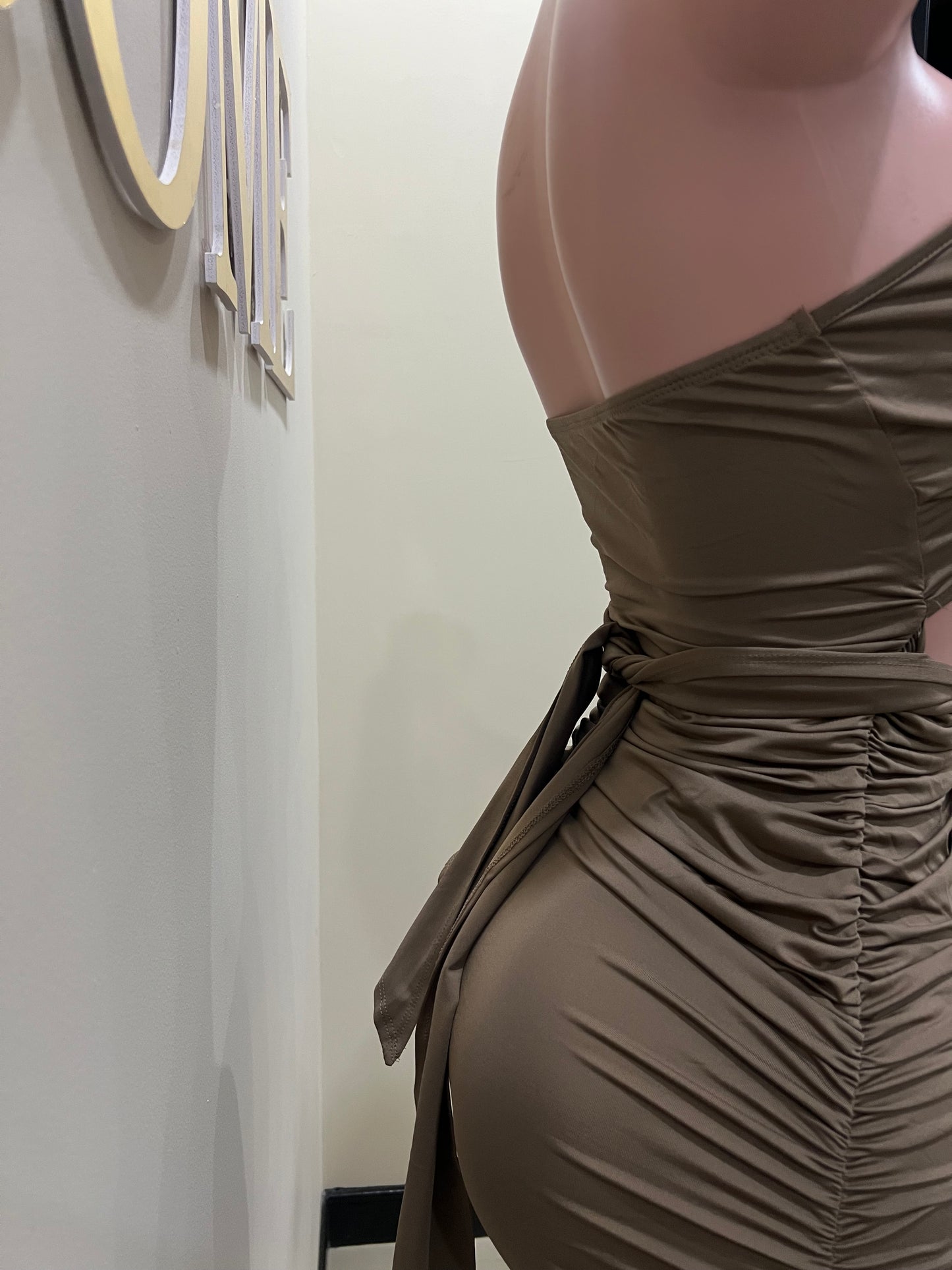 Emily Tie Dress (Brown)