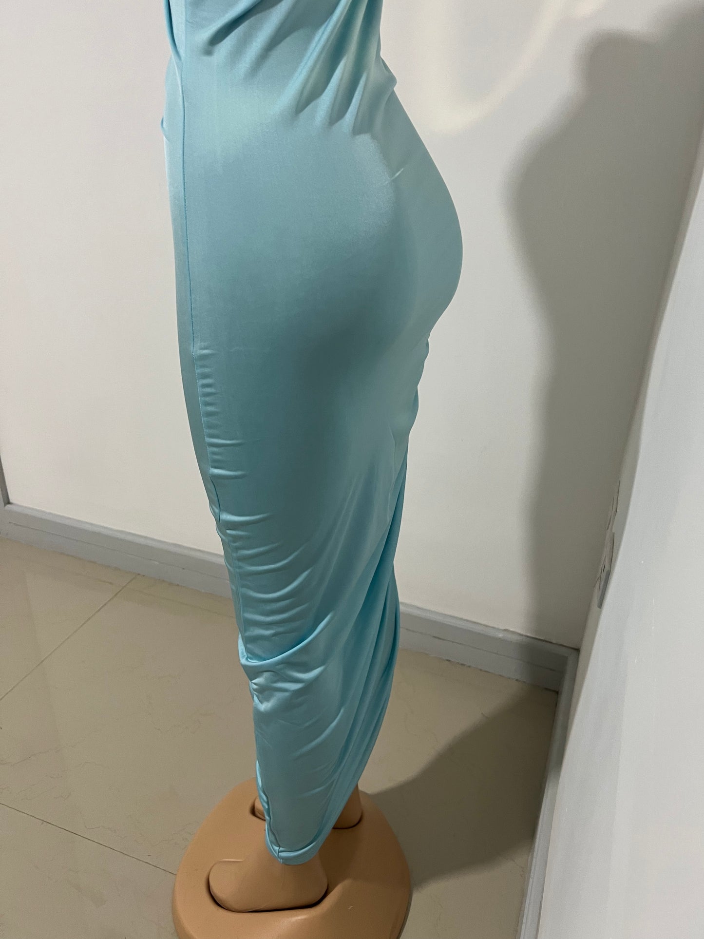 Porsha One Shoulder Dress (Light - Blue)