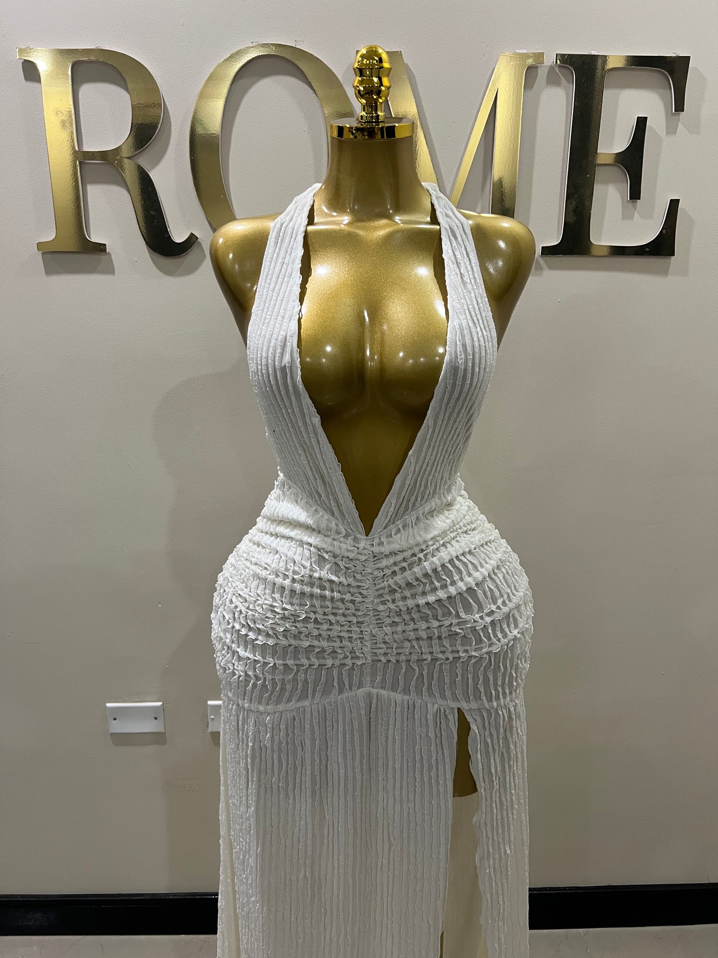 Lily Nara Halter Dress (Cream/Off-White)