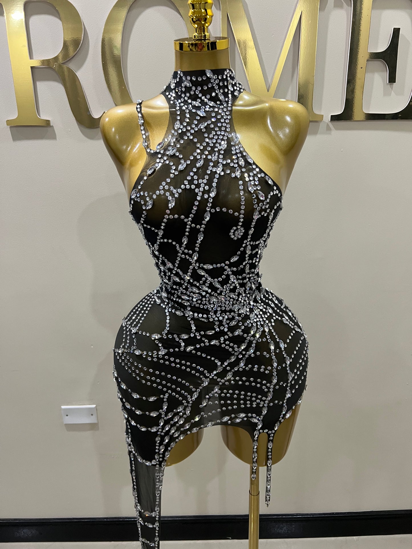 Charlotte’s Web Gemstone Mesh Dress (Black)