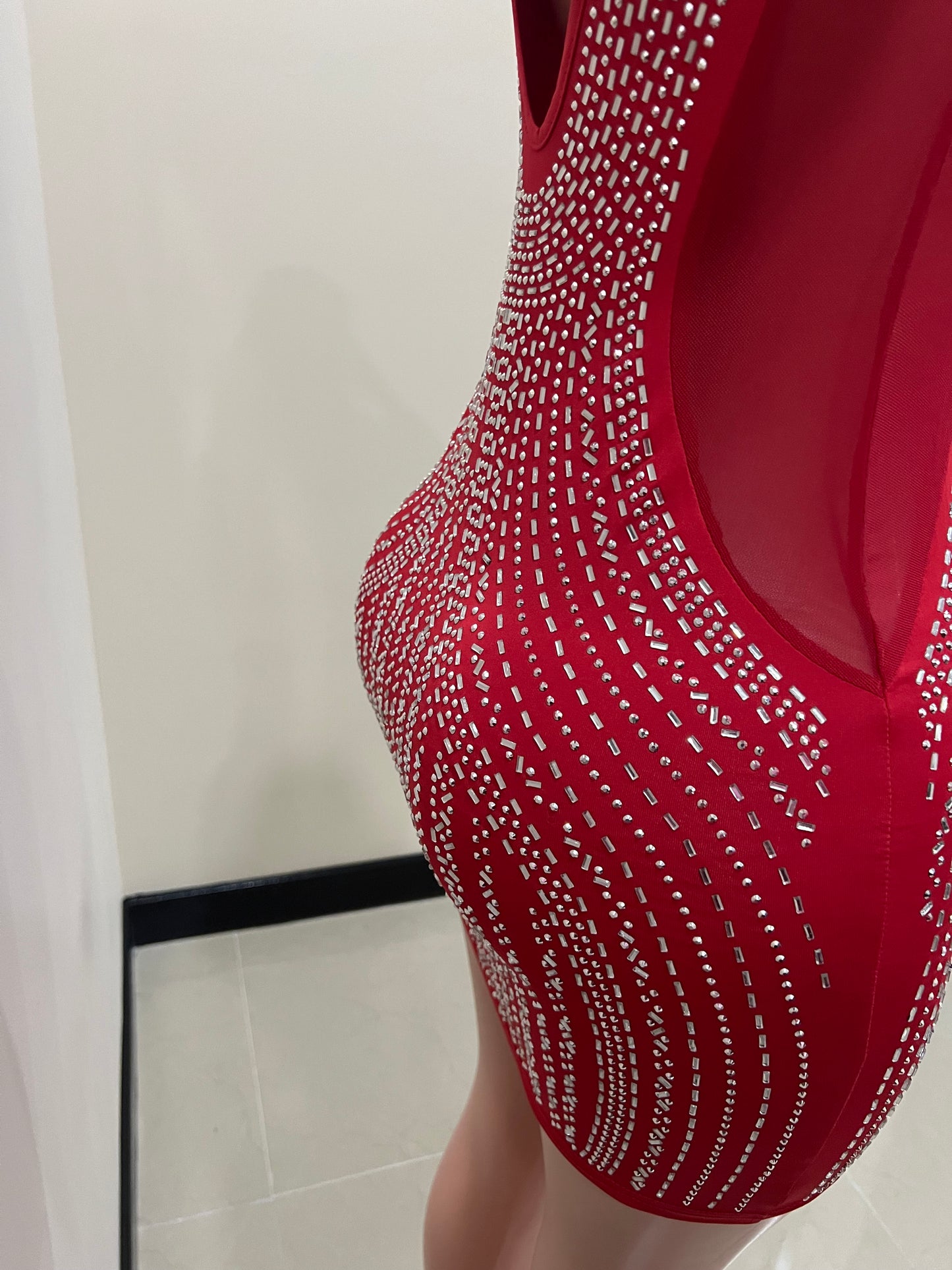 Amber Crystal Pearl Dress (Red)