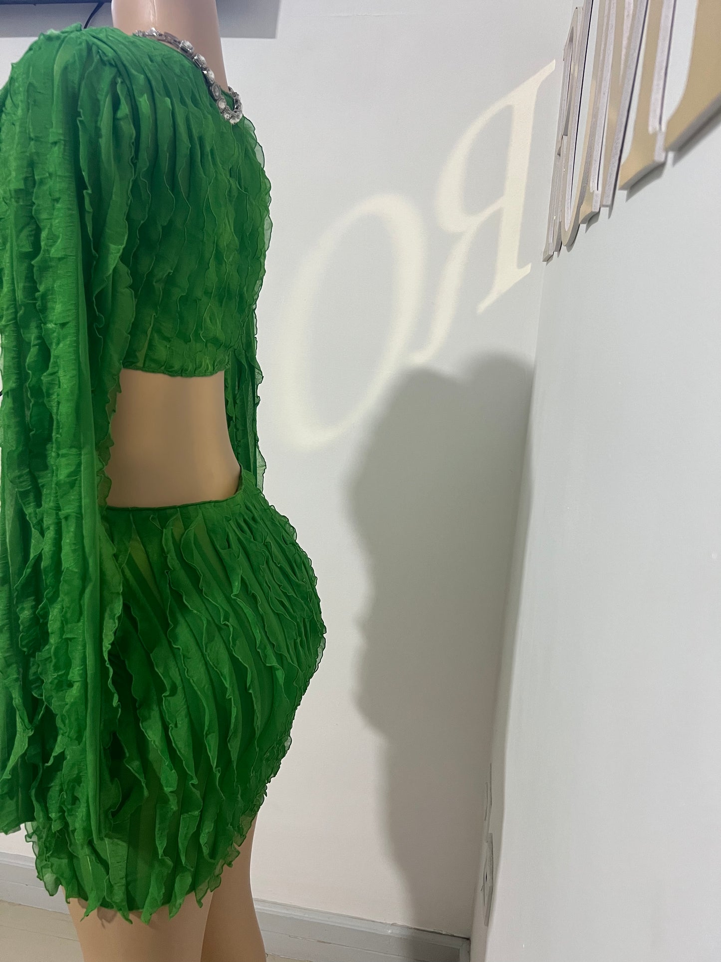 Lily Long Sleeve Mini Dress (Green)