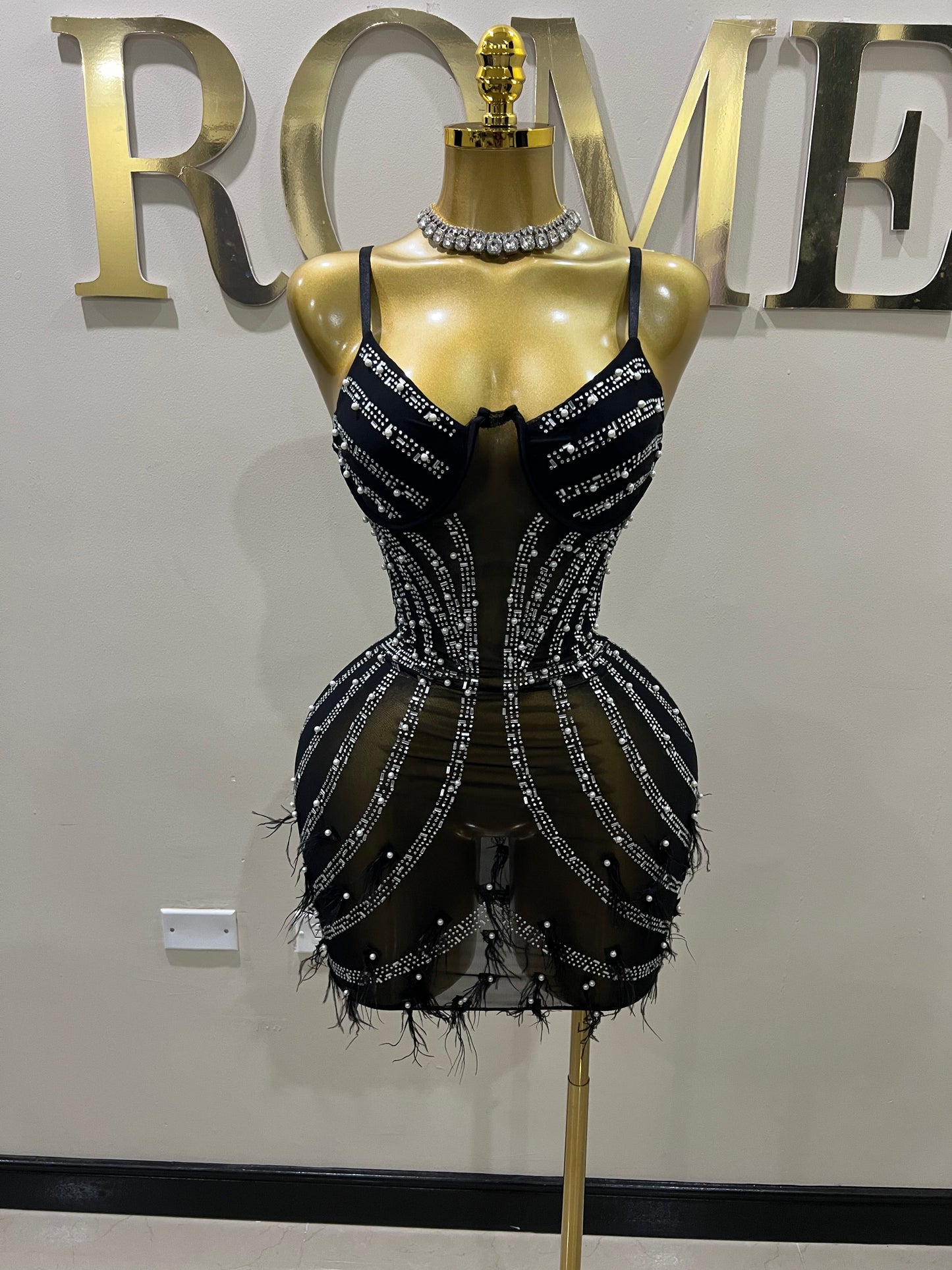 Cherri Vibe Crystal Dress (Black)