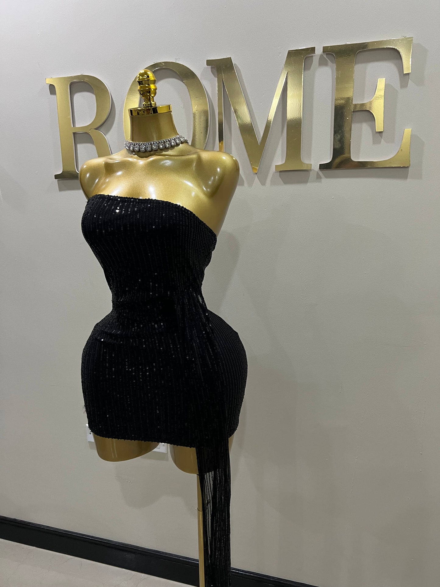 Tara Sequin Dress (Black)