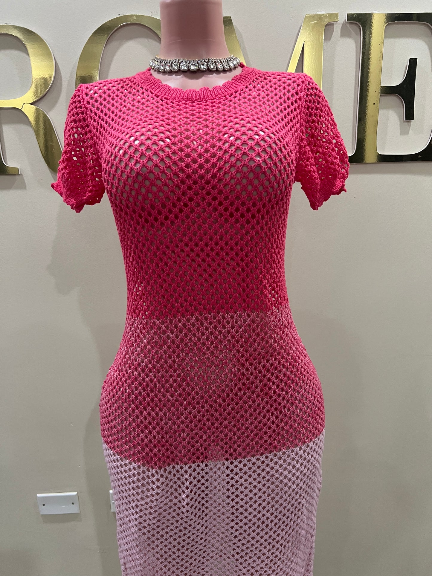 Mimi Crochet Dress (Pink)