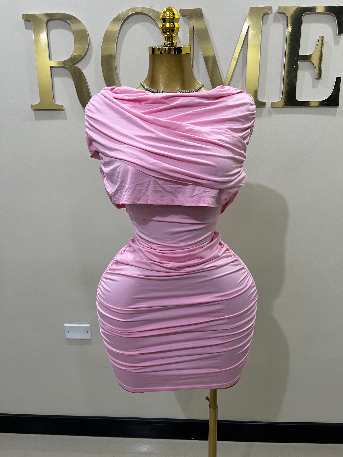 Samira Double Shoulders Dress (Pink)