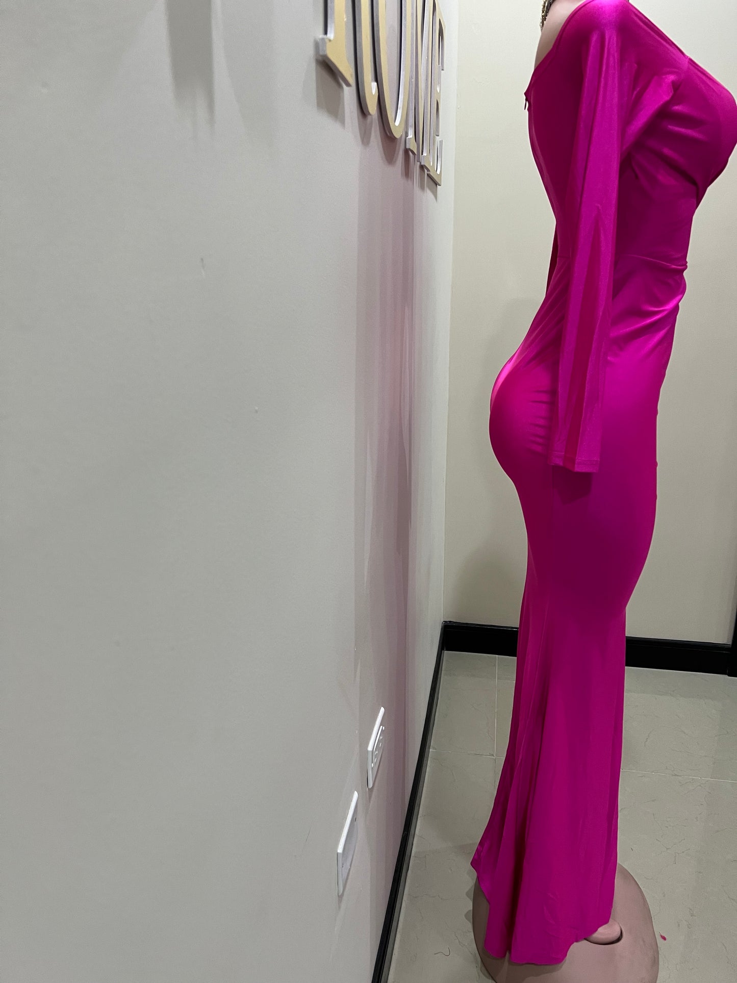 Kerry Long Sleeve Dress (Bright Pink)