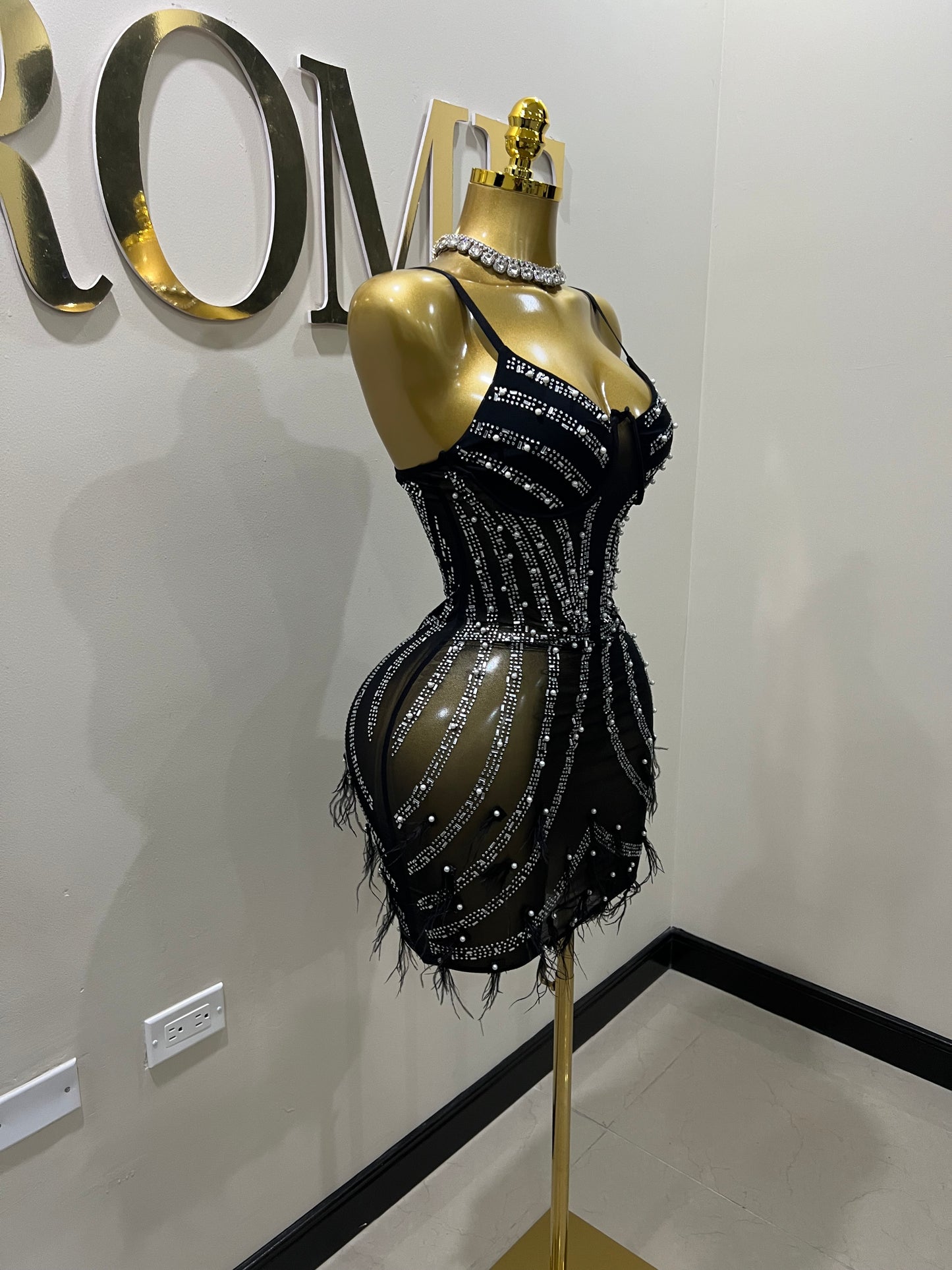 Cherri Vibe Crystal Dress (Black)