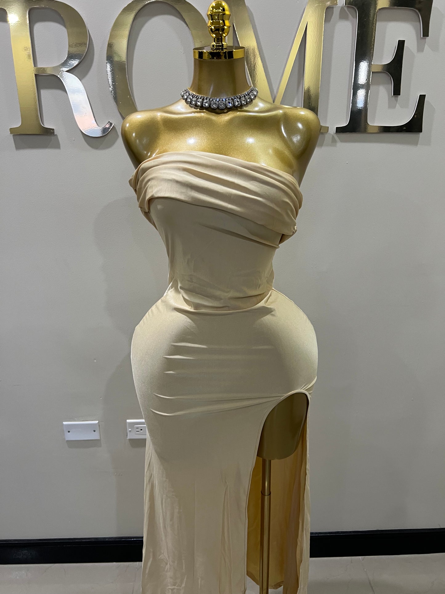 Kerry One Shoulder Dress (Soft Gold)