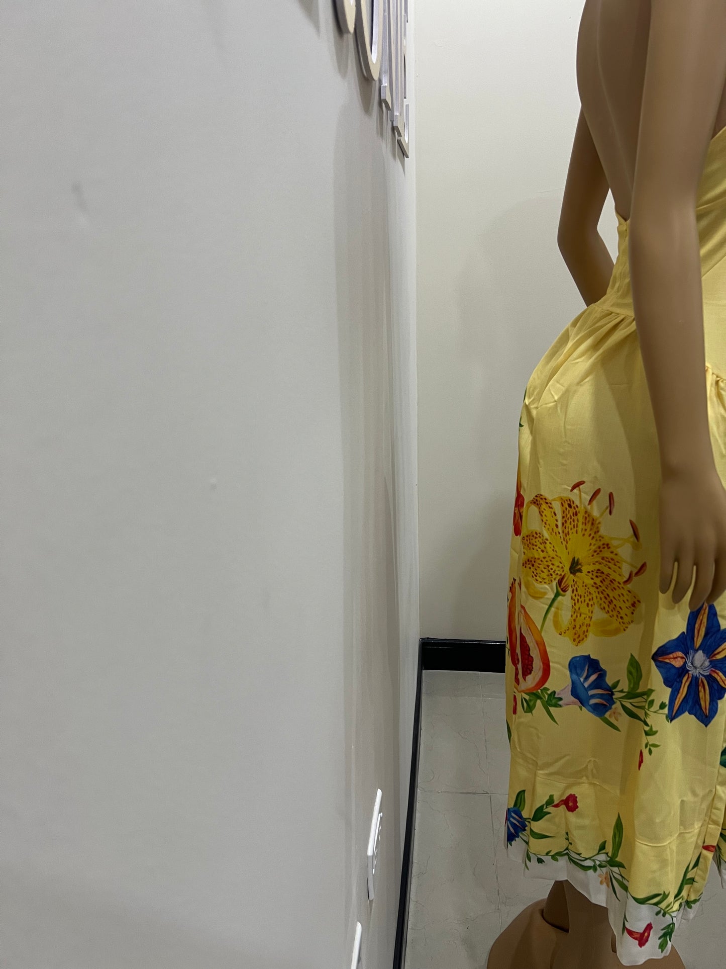 Kim Garden Halter Diana Dress (Yellow)