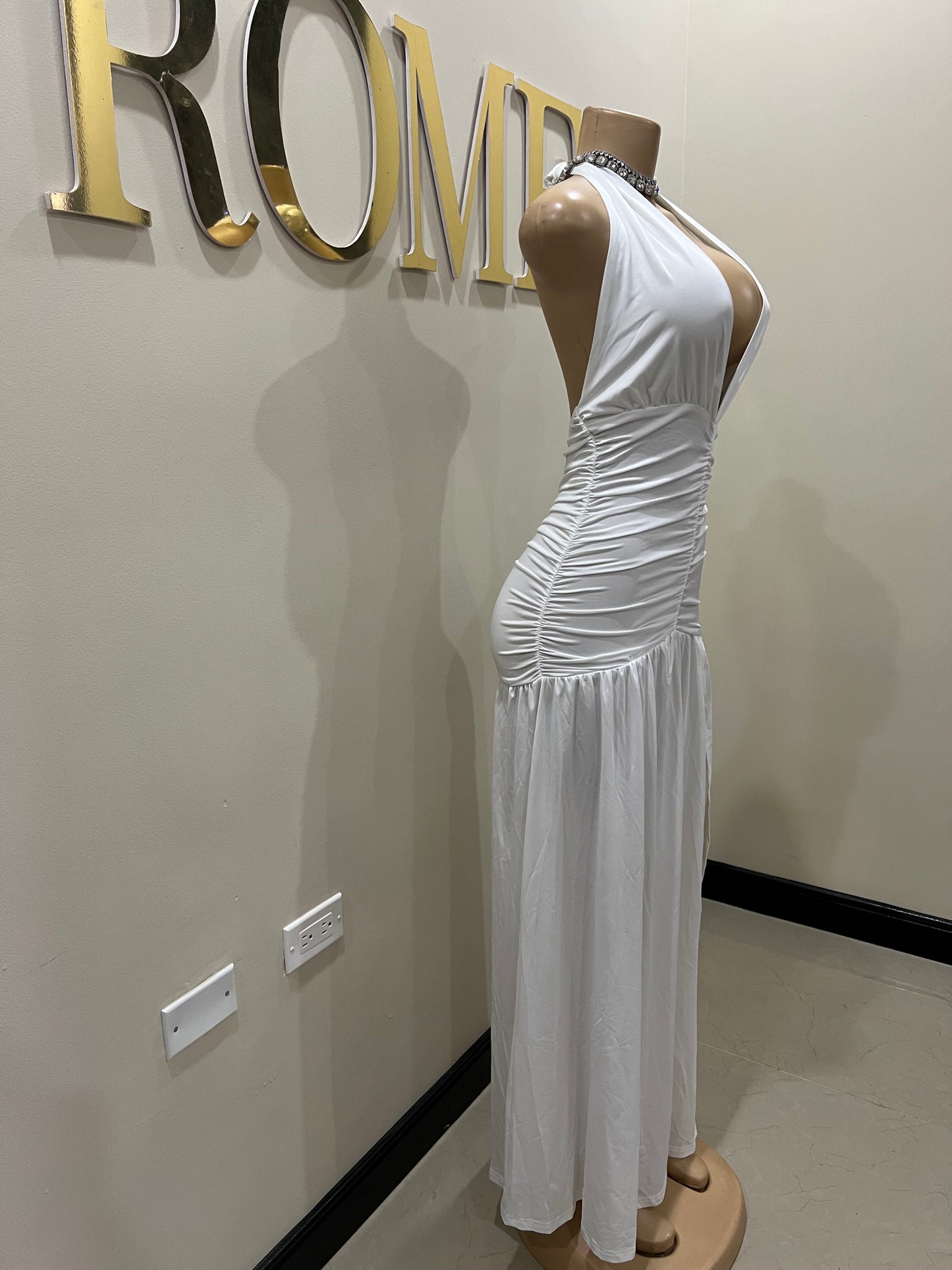 Nichelle Nara Halter Dress (White)