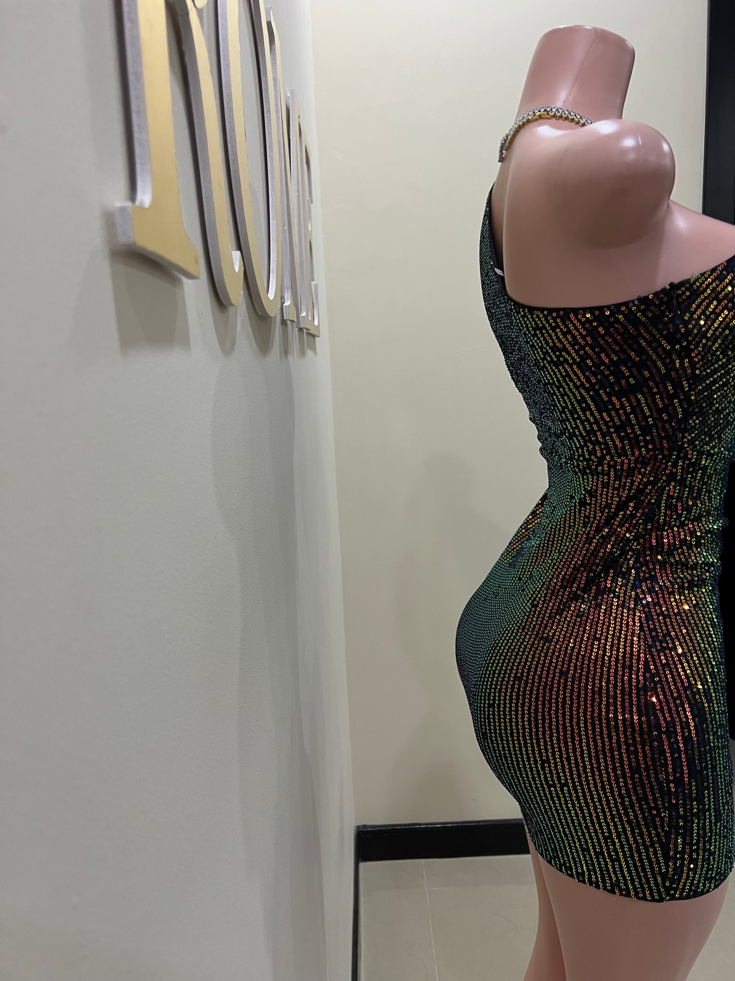 Sarah Beads Dress (Black- multi colored)