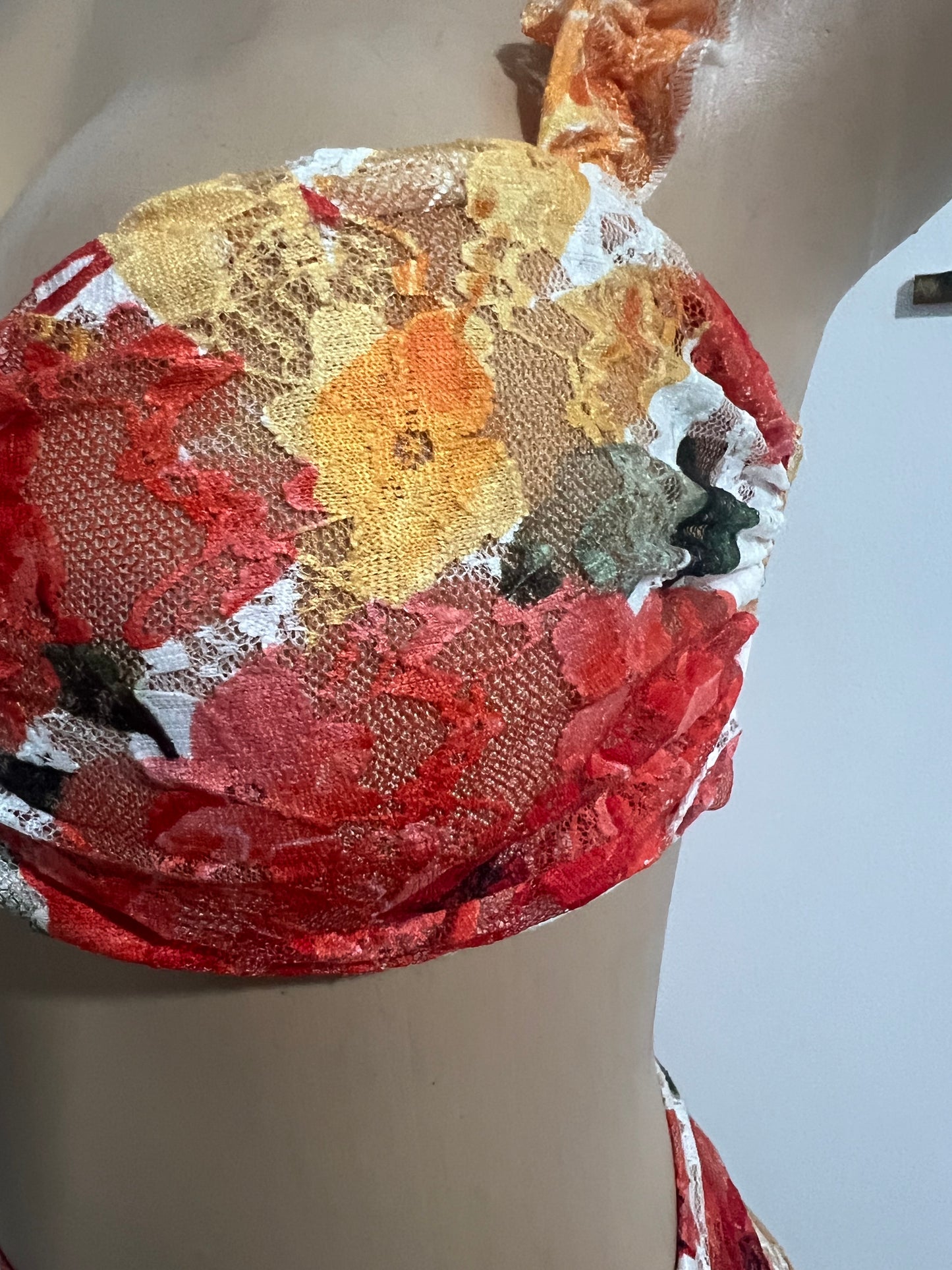 Summer Floral Short Skirt Set (Orange)