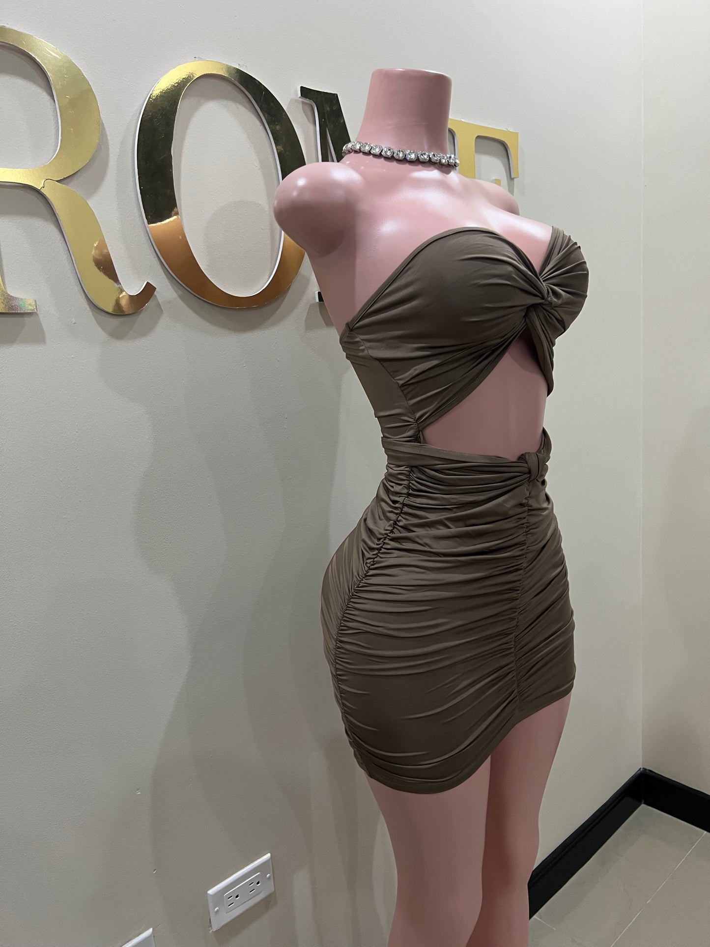 Emily Tie Dress (Brown)
