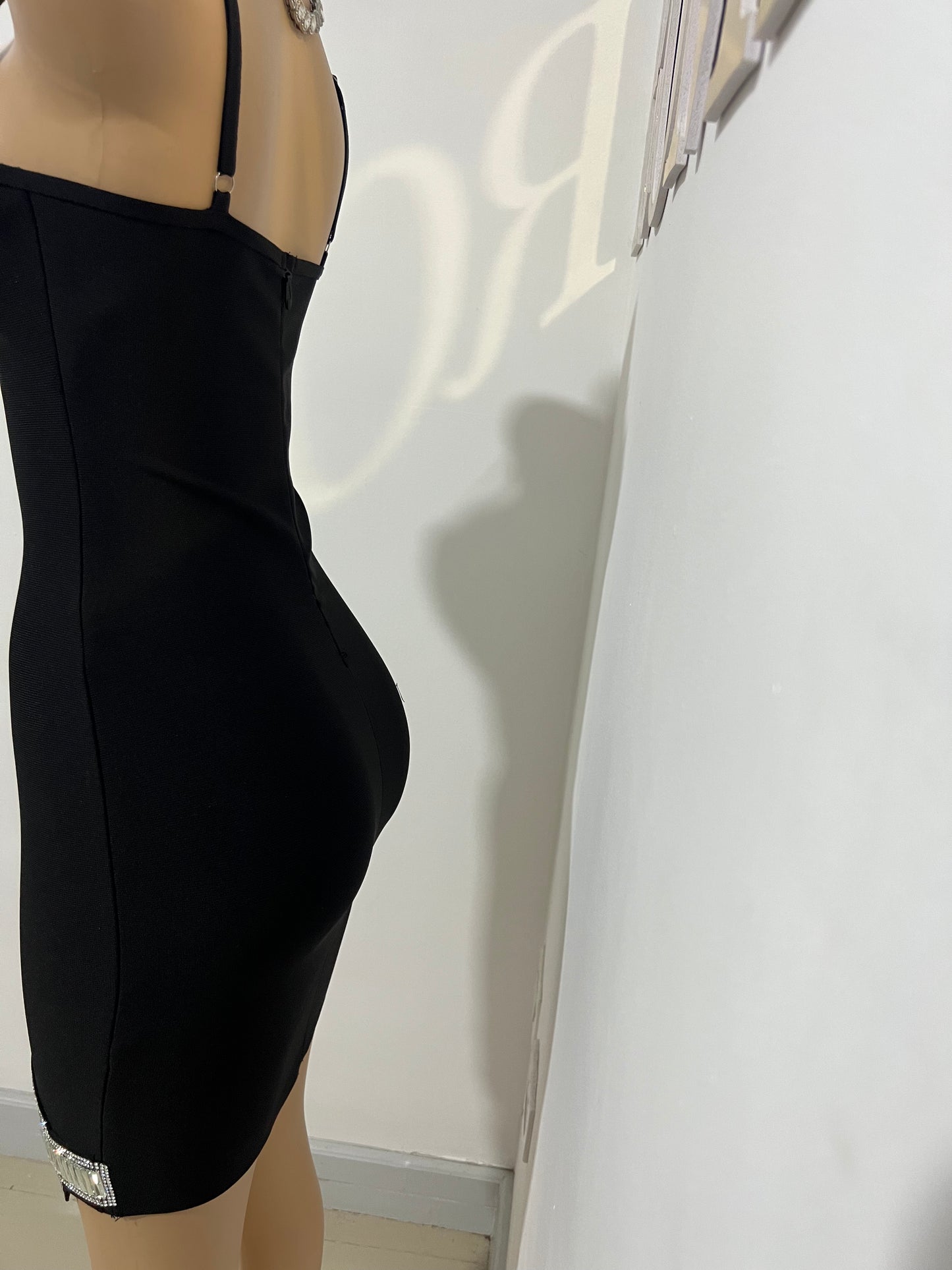 Two Chains Bandage Glam Dress (Black)