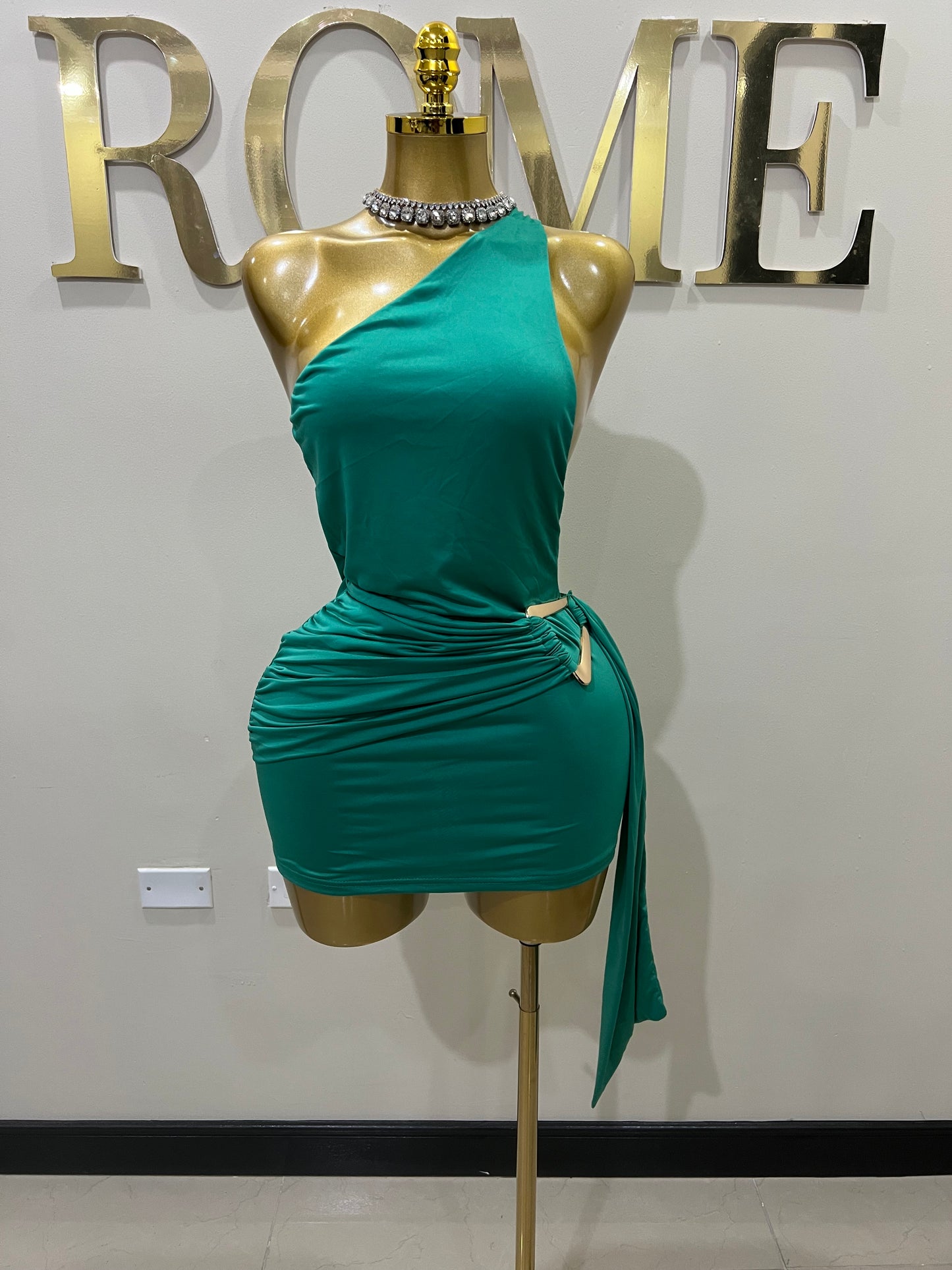 Angle Super Mini Allegra Dress (Green)