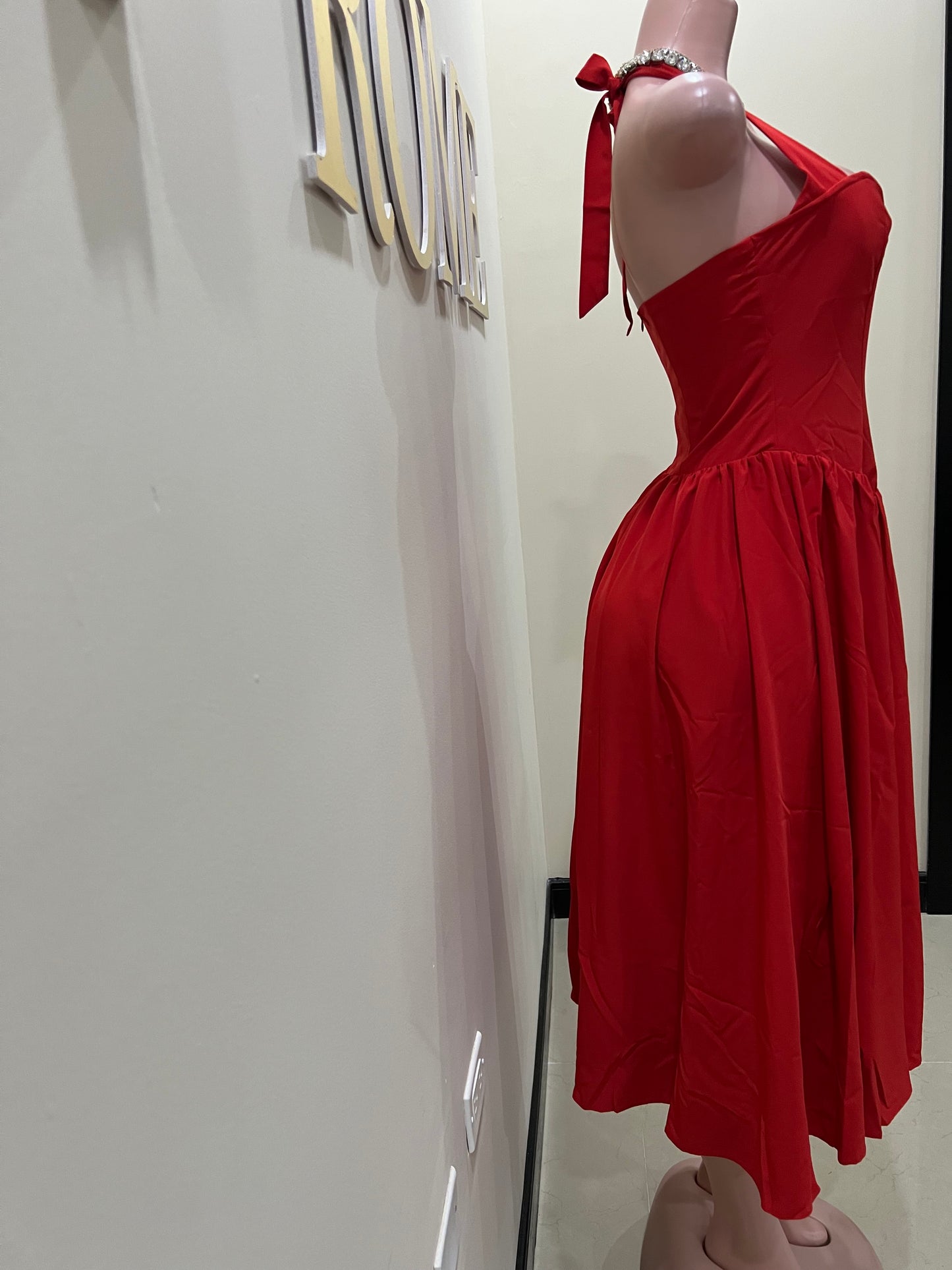 Sweetheart Halter Diana Dress (Red)