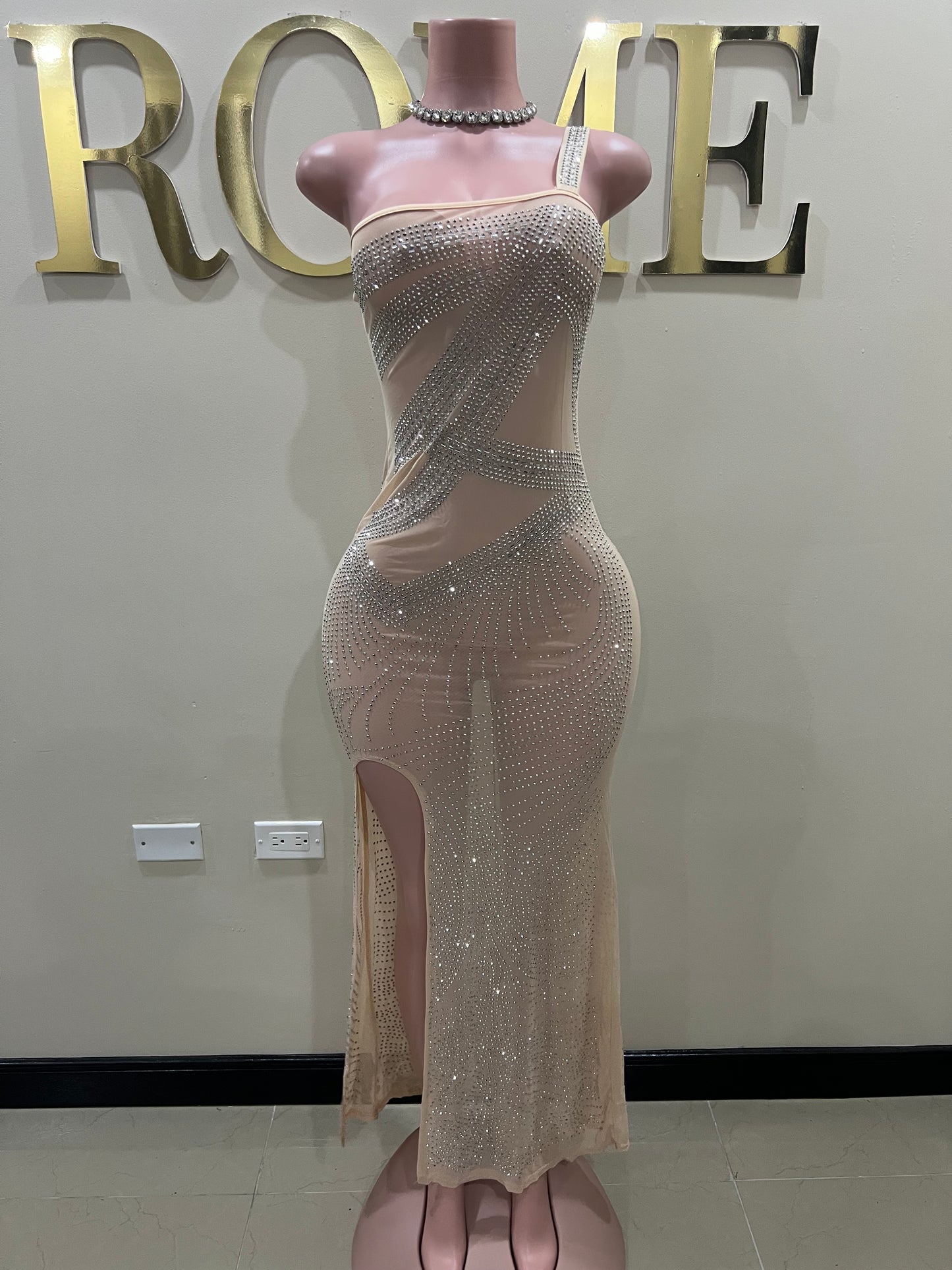 Hana Mesh Dress (Nude)