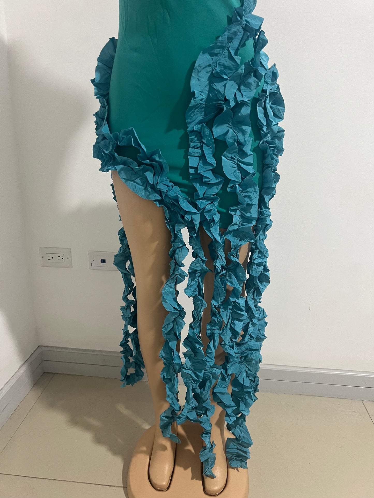 Kate Rouched Mini Dress (Teal Blue)