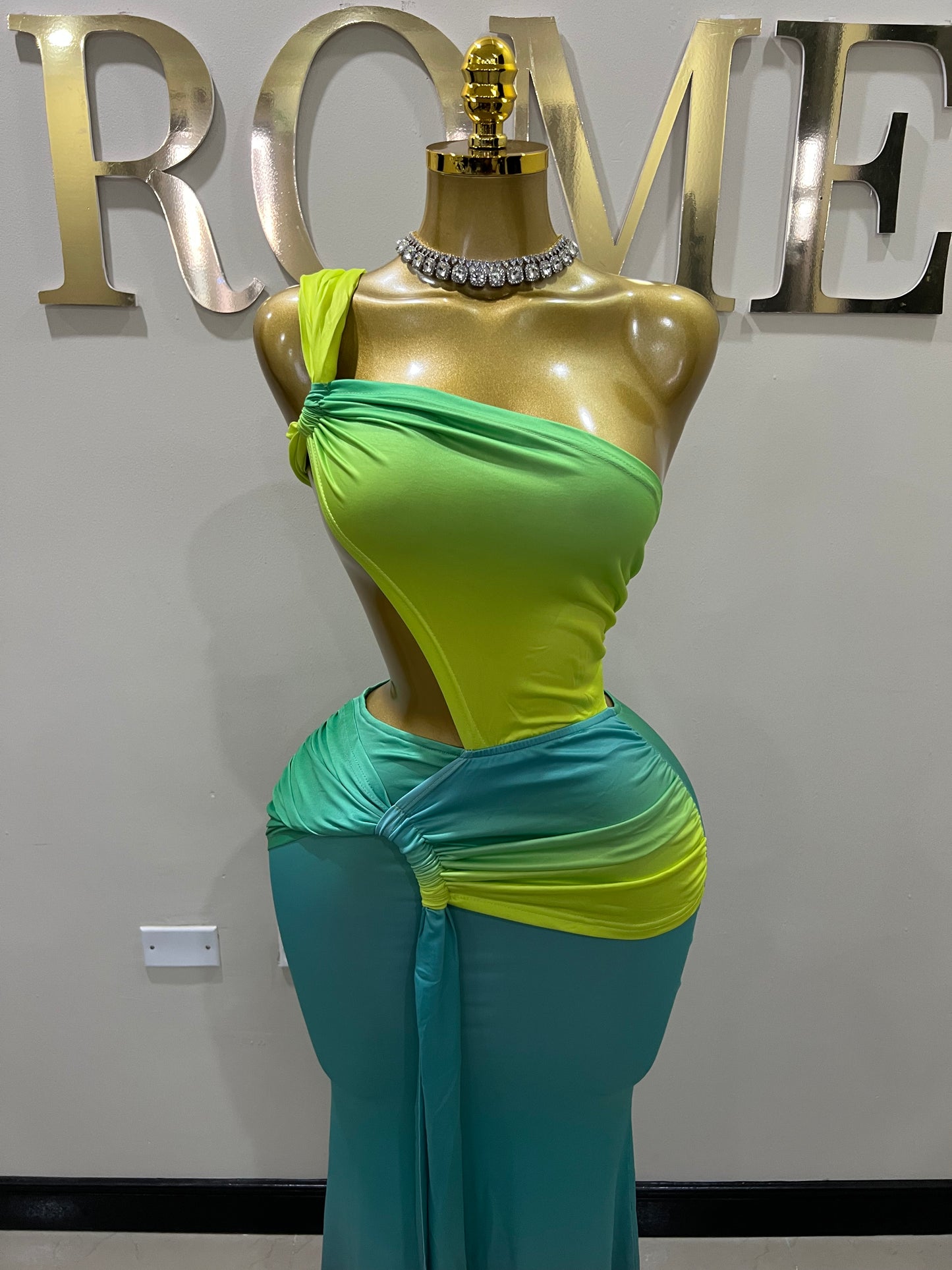 Emma Giselle Multi Dress (Green-Blue)