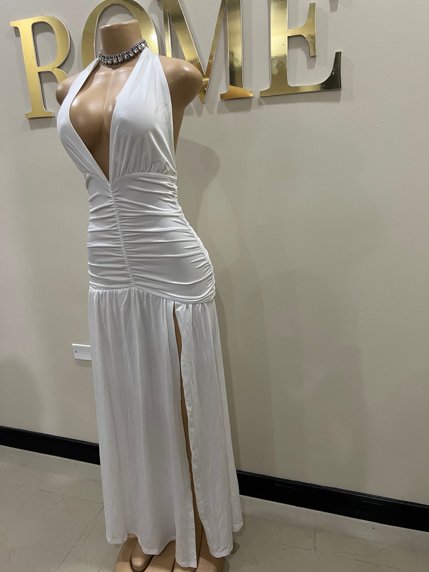 Nichelle Nara Halter Dress (White)