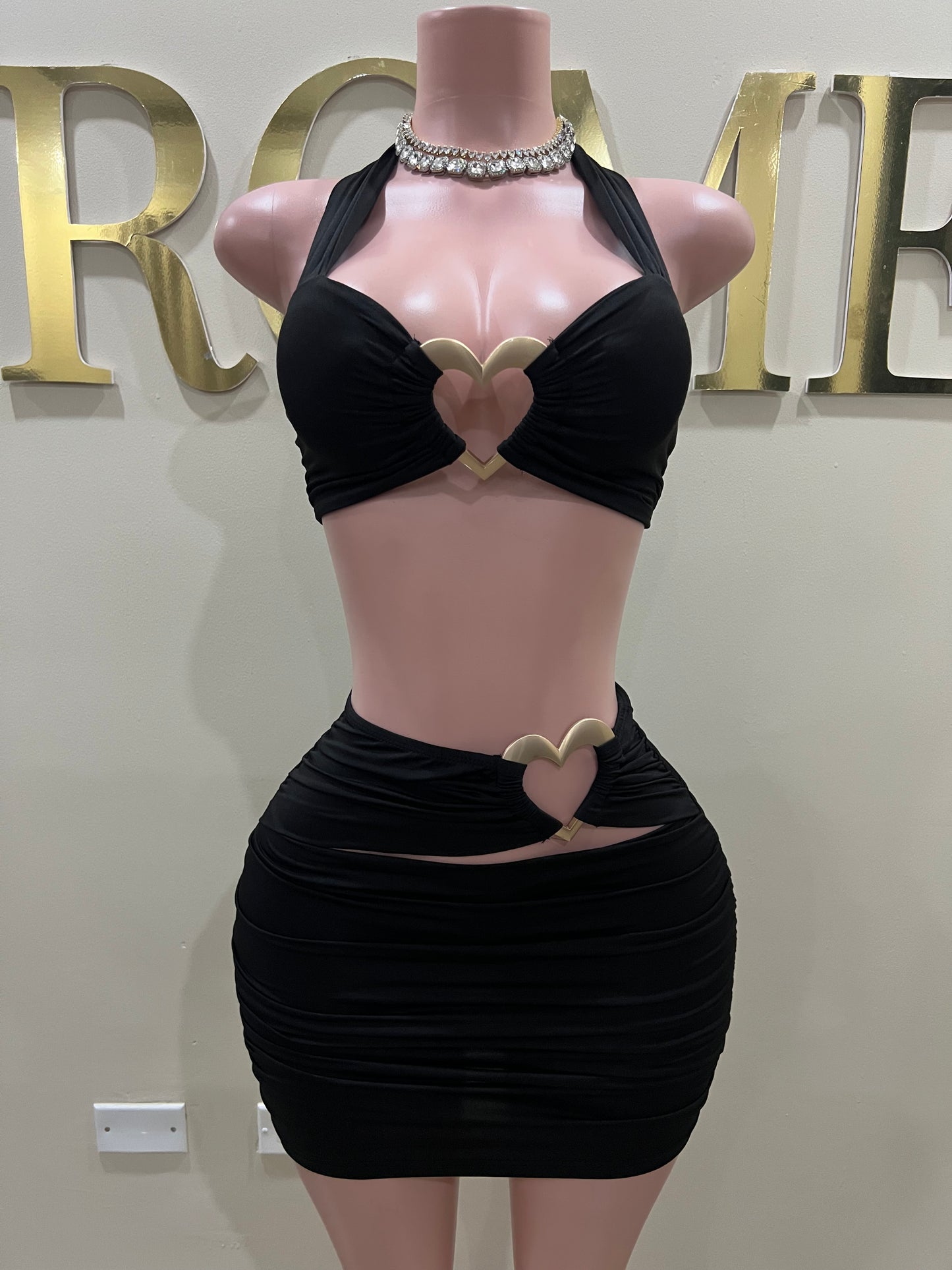 Ming Heart Short Skirt Set (Black)