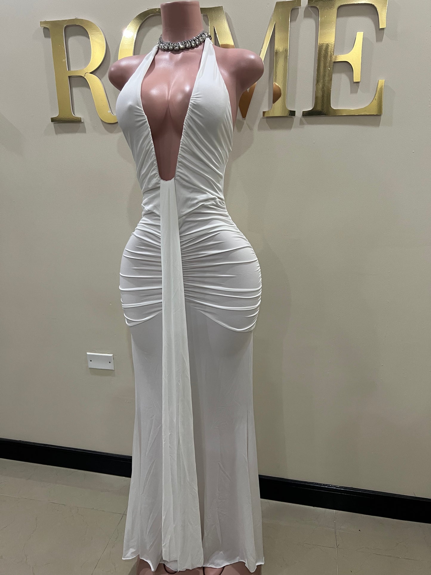 Chinelle Nara Halter Dress (White)