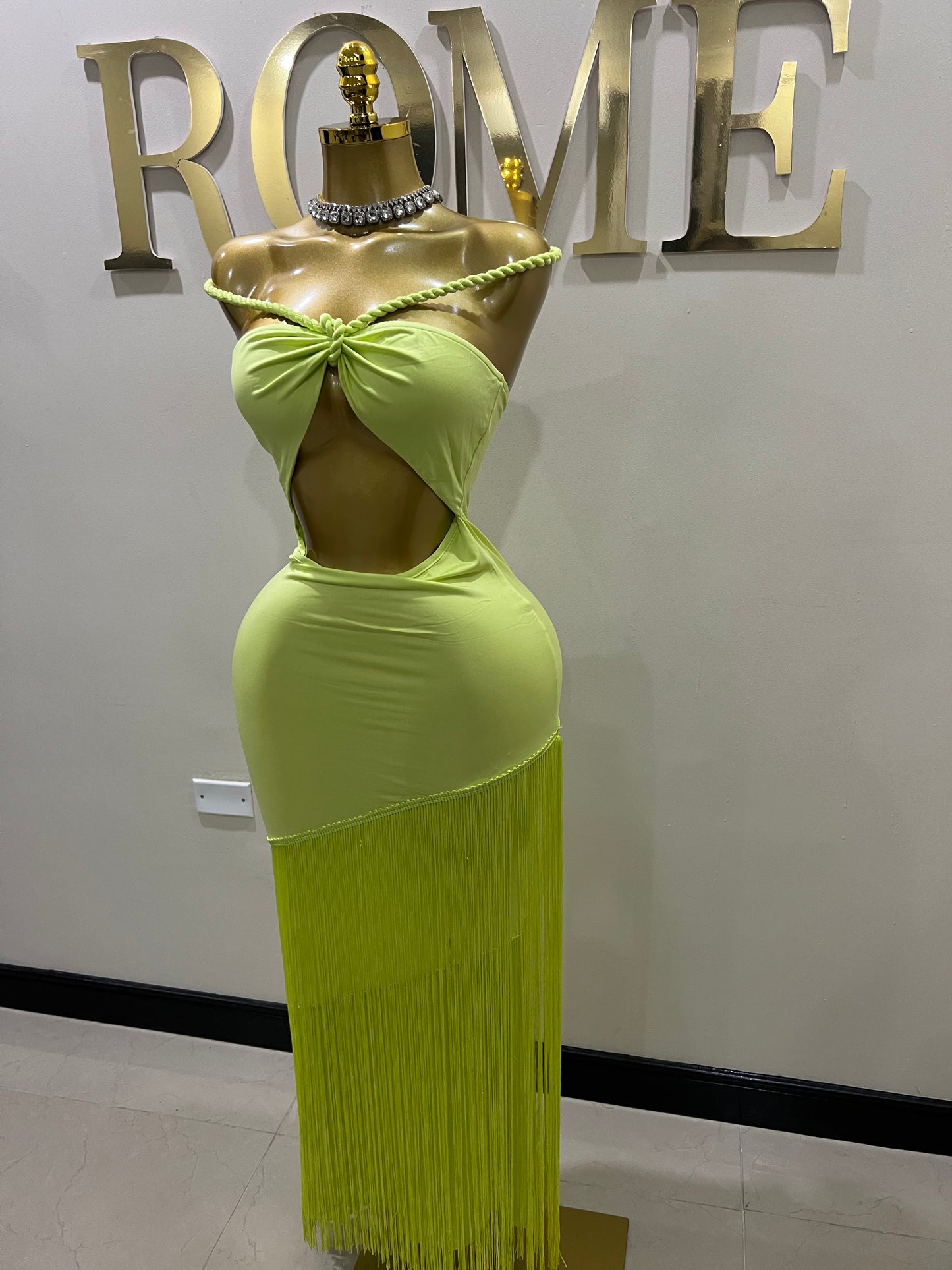 Diva Fringe Vibe Dress (Green)