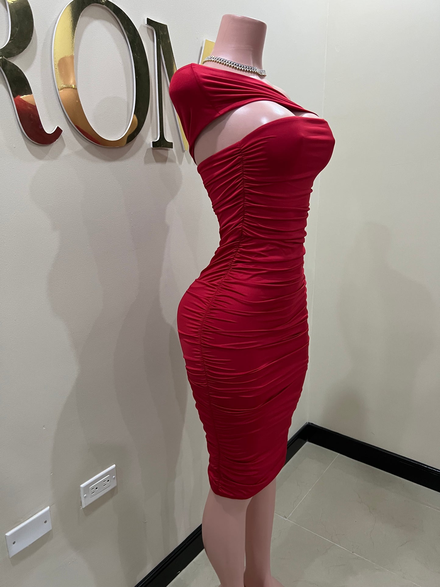 Porsha Off Shoulder Dress (Red)