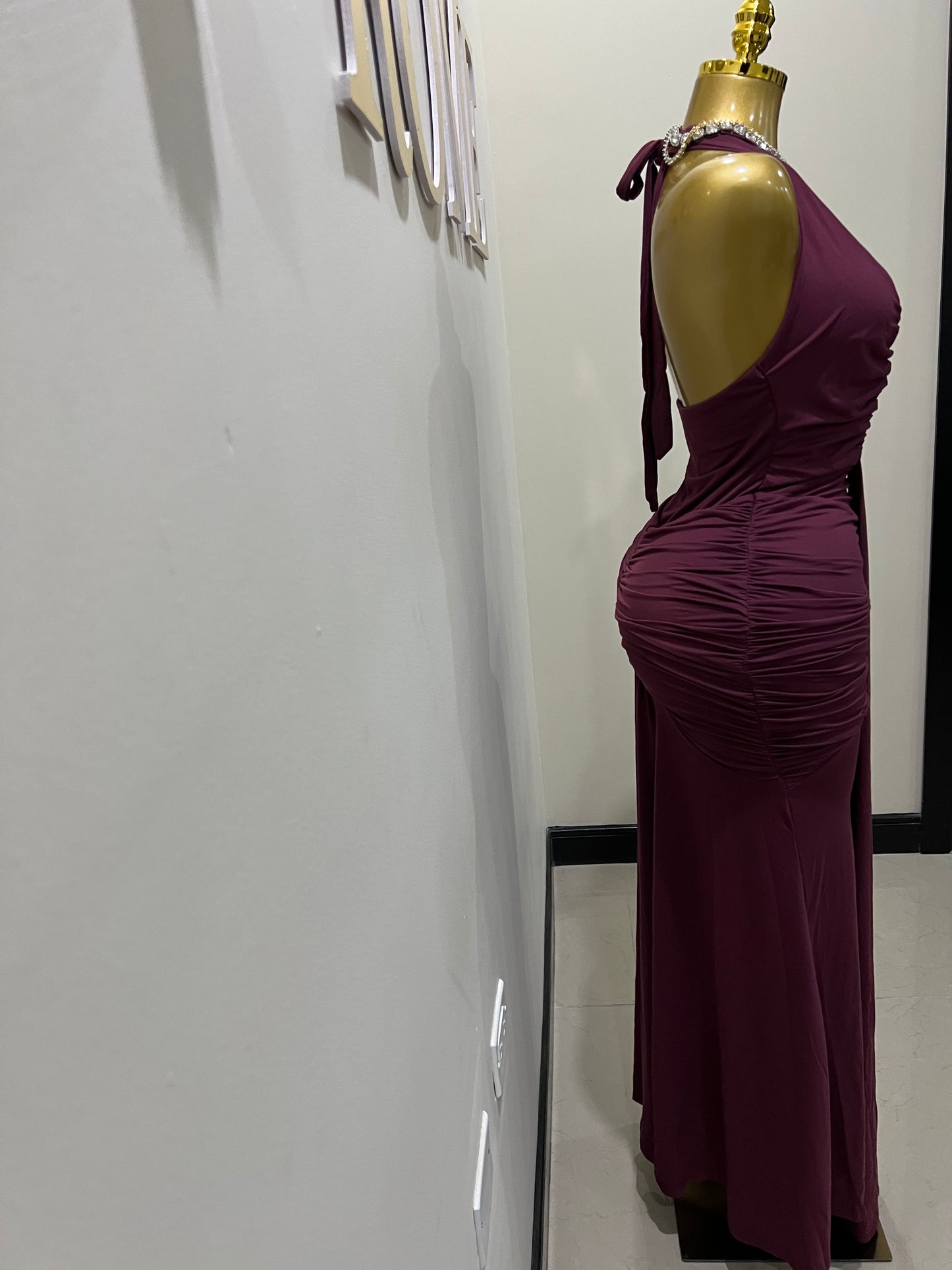 Chinelle Nara Halter Dress (Burgundy)