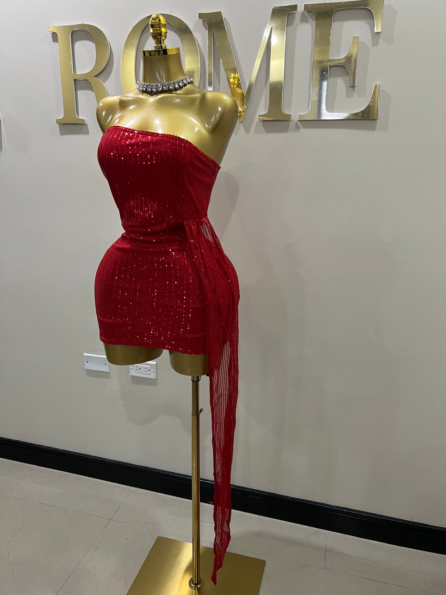Tara Sequin Dress (Red)