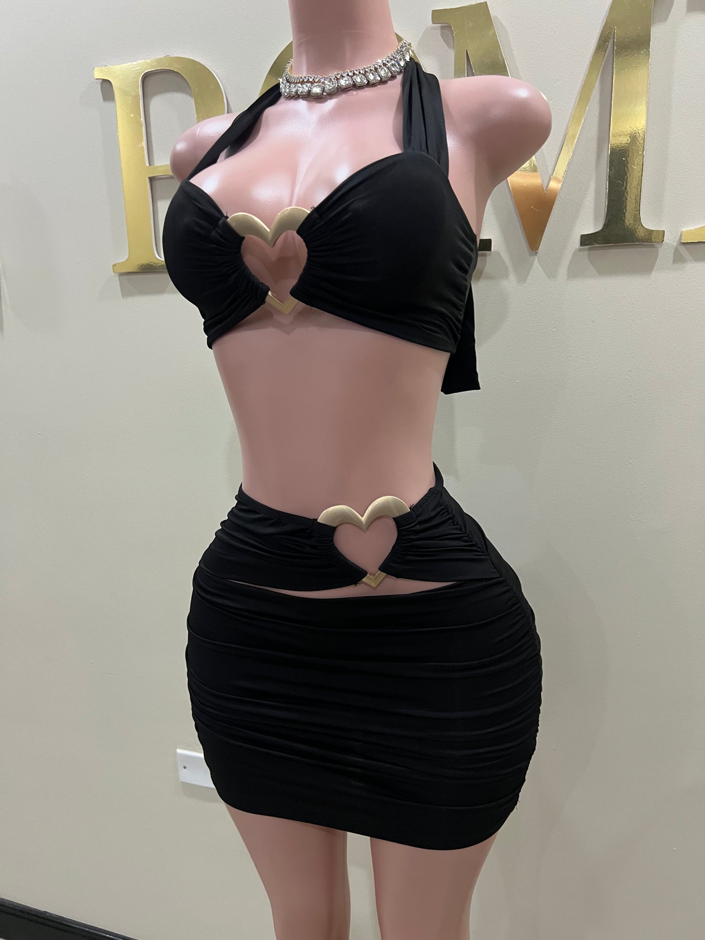 Ming Heart Short Skirt Set (Black)