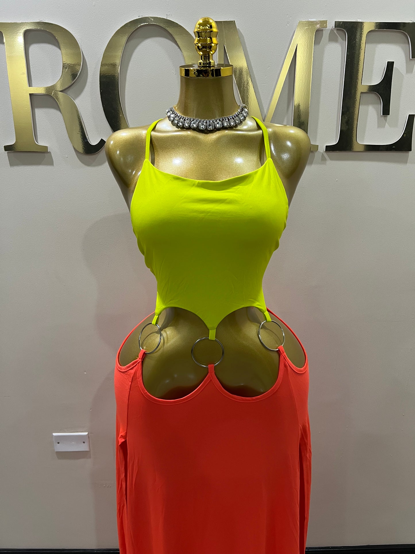 Risa Rings High Splits Dress (Orange)