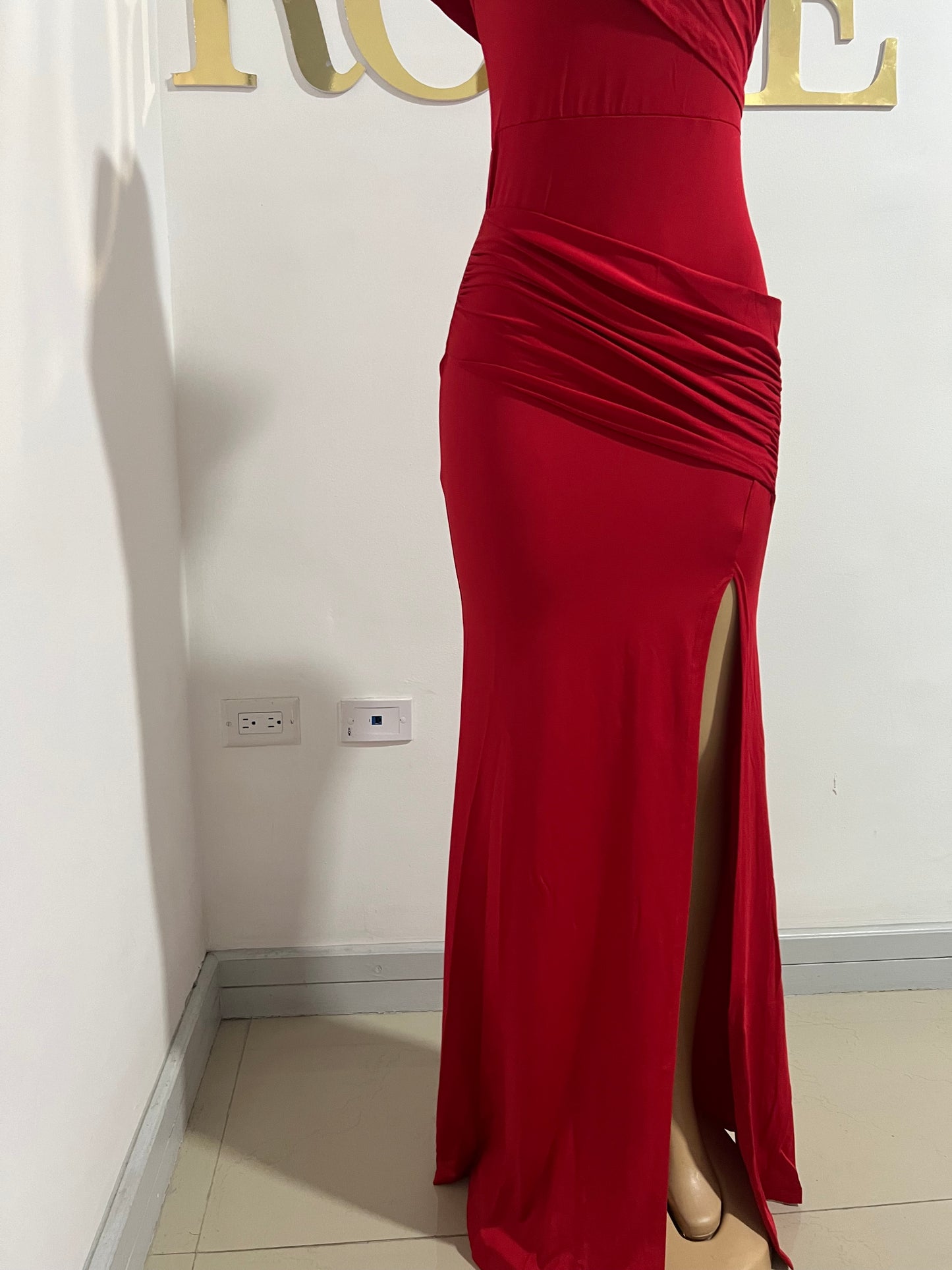 Kerry One Shoulder Vibe Dress (Red)