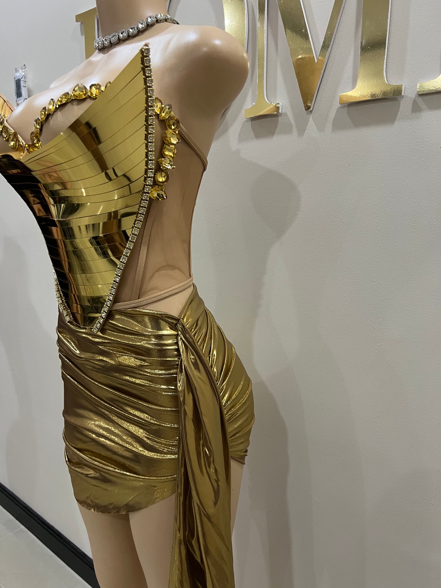 Sky Gemstone Skirt Set (Gold)